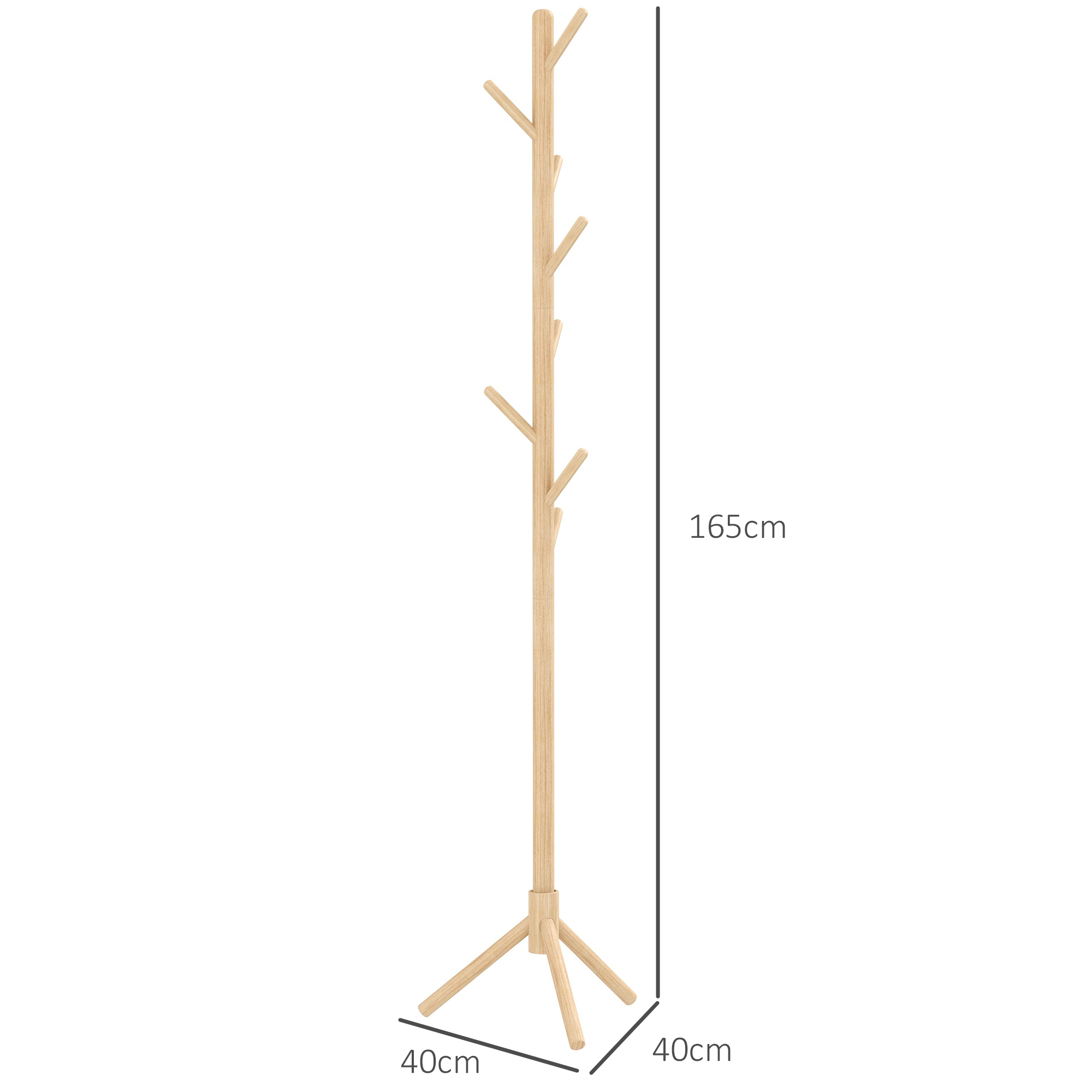 Un perchero de madera con varias ramas, de 165 cm de altura.