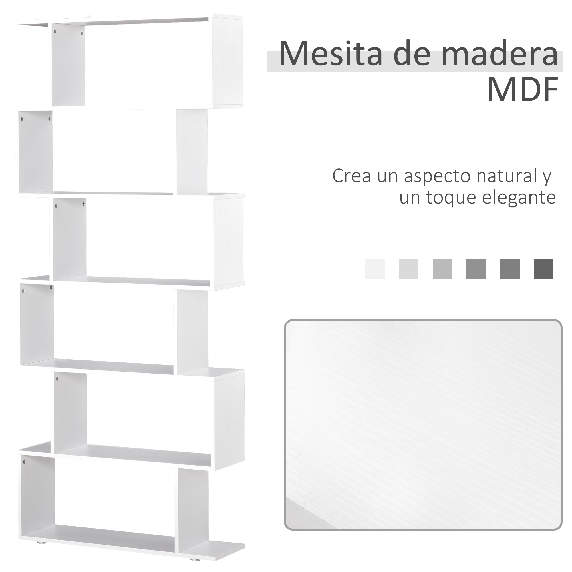 Un estante blanco con forma de escalón de MDF.