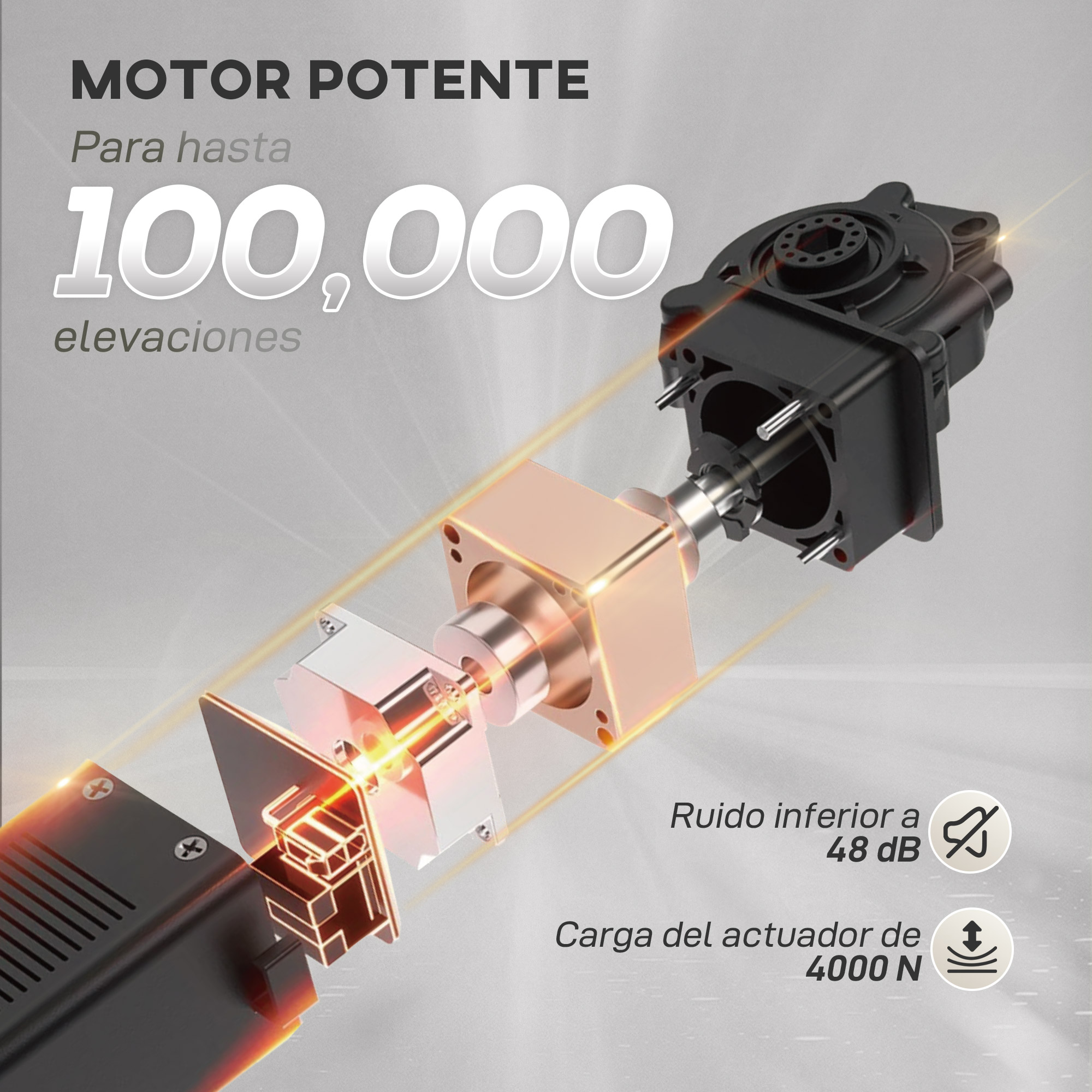 Vista explosionada de motor potente para 100.000 elevaciones, 48 dB, 4000 N.