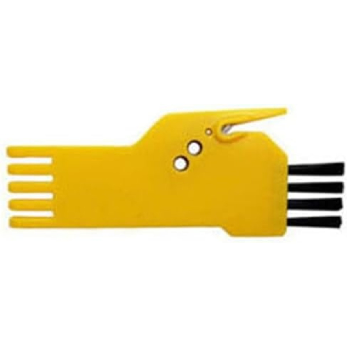 Outil jaune avec poils et dents