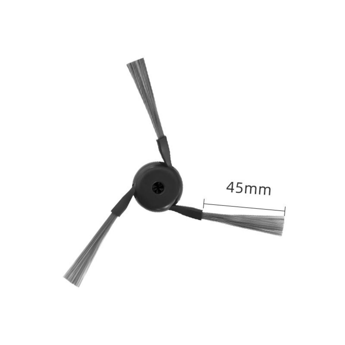 Une tête de brosse latérale grise avec trois poils. 45mm.