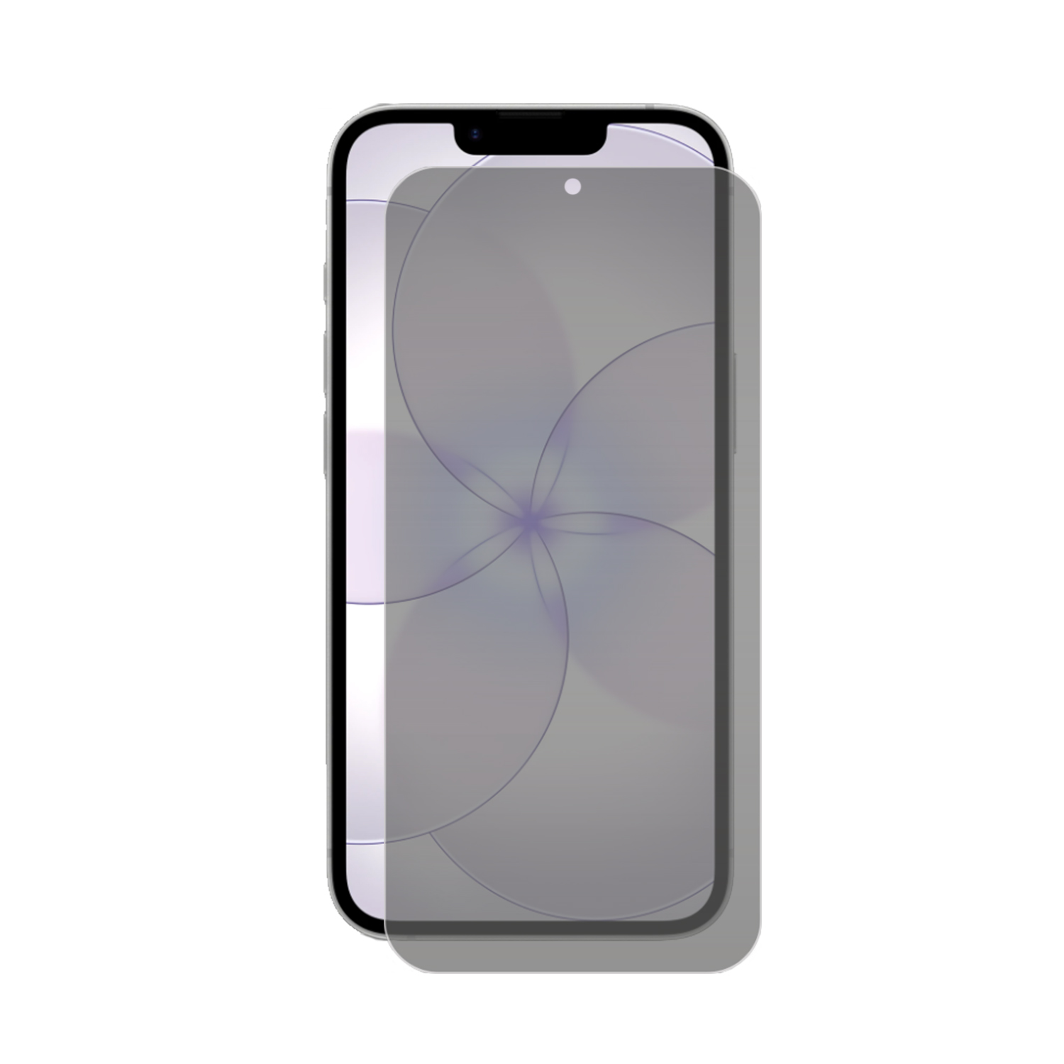 A phone with a privacy screen protector displaying a pattern.
