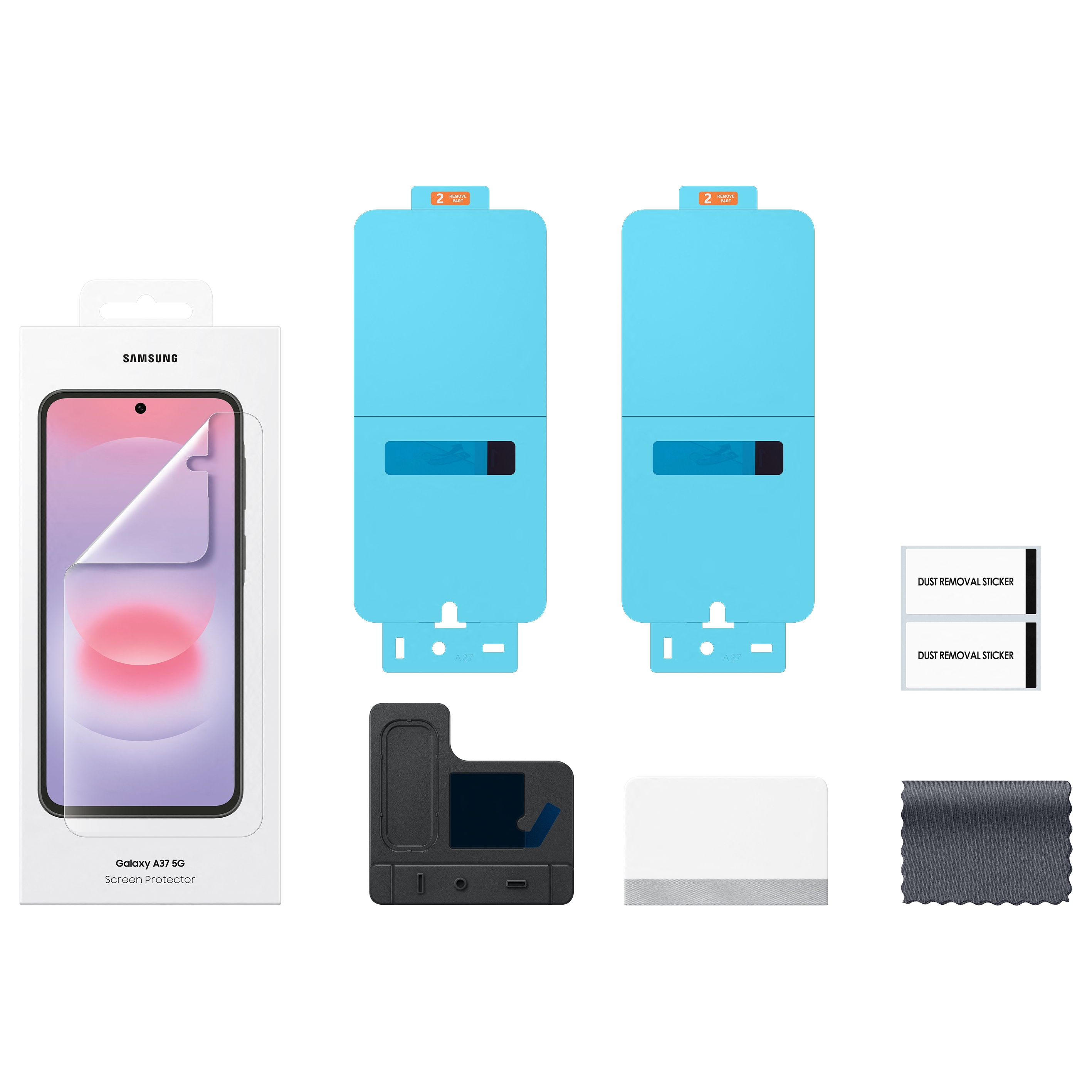 Kit de protection d'écran Samsung Galaxy A37 5G avec accessoires.