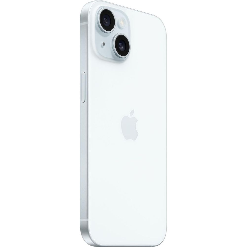 Un iPhone 14 bianco con cornice argentata e doppia fotocamera posteriore.