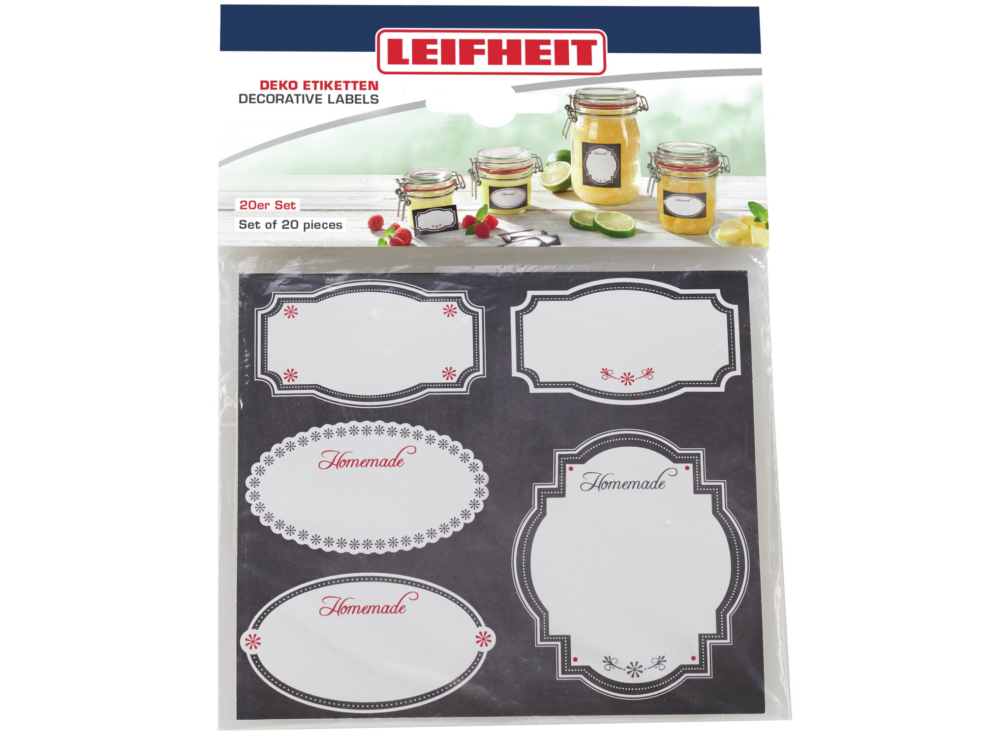 Leifheit Deko Etiketten: 20er Set mit Dekorationen für Gläser.