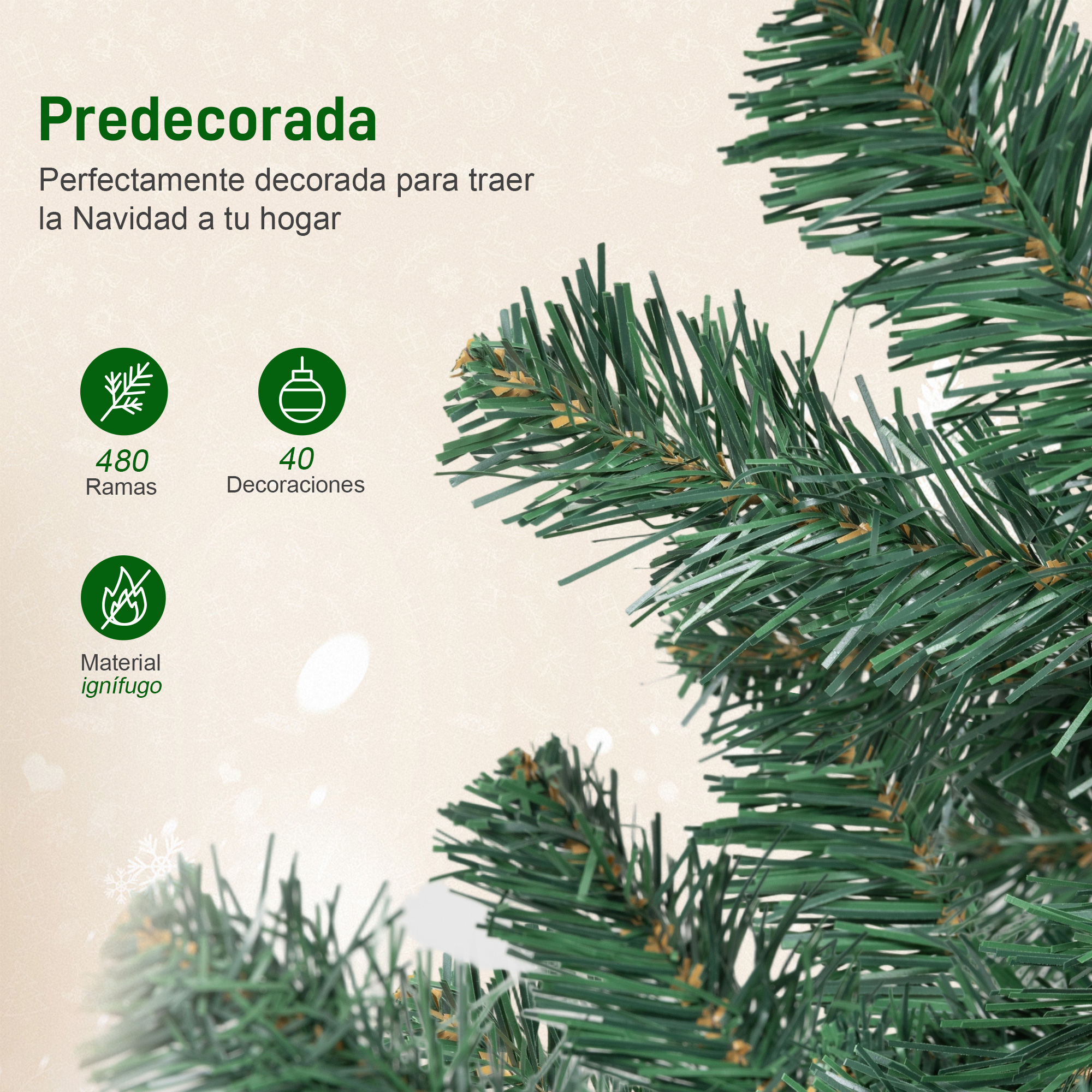 Un árbol de Navidad artificial decorado con 480 ramas.
