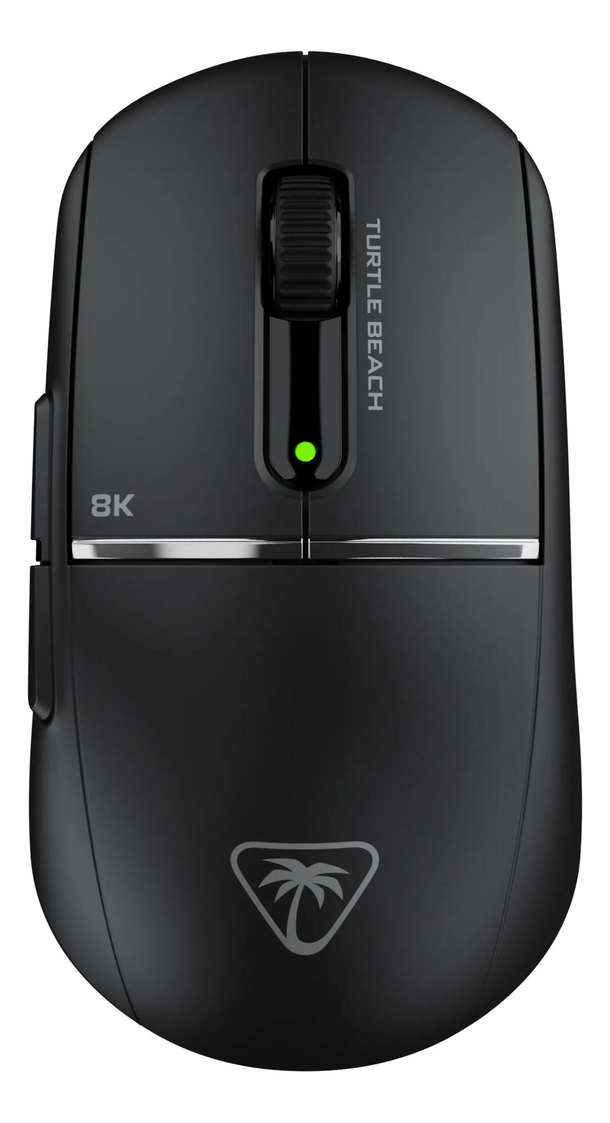 Mouse nero Turtle Beach con rotellina, LED verde e logo palma.