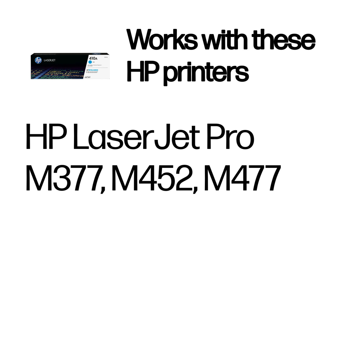 Drukarki HP LaserJet Pro M377, M452, M477 z kartridżem z tonerem cyjan.