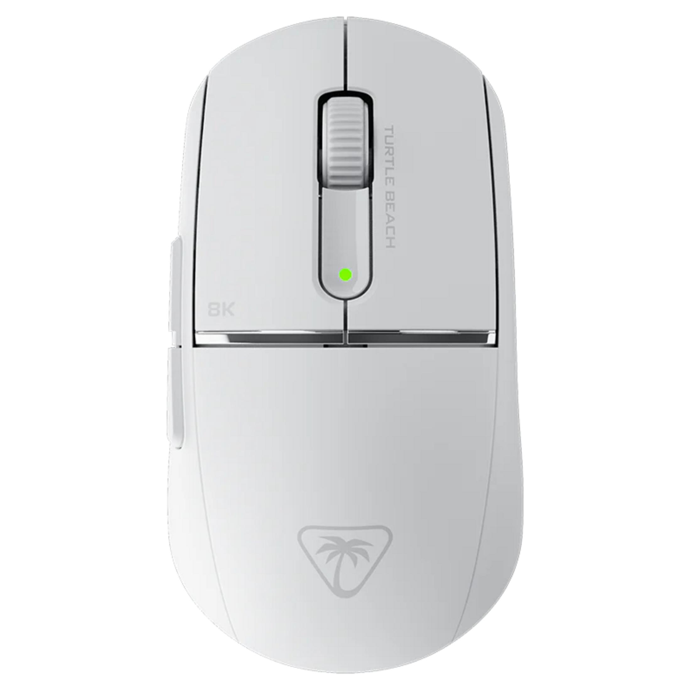 Mouse gaming bianco con rotella, LED verde e logo Turtle Beach.