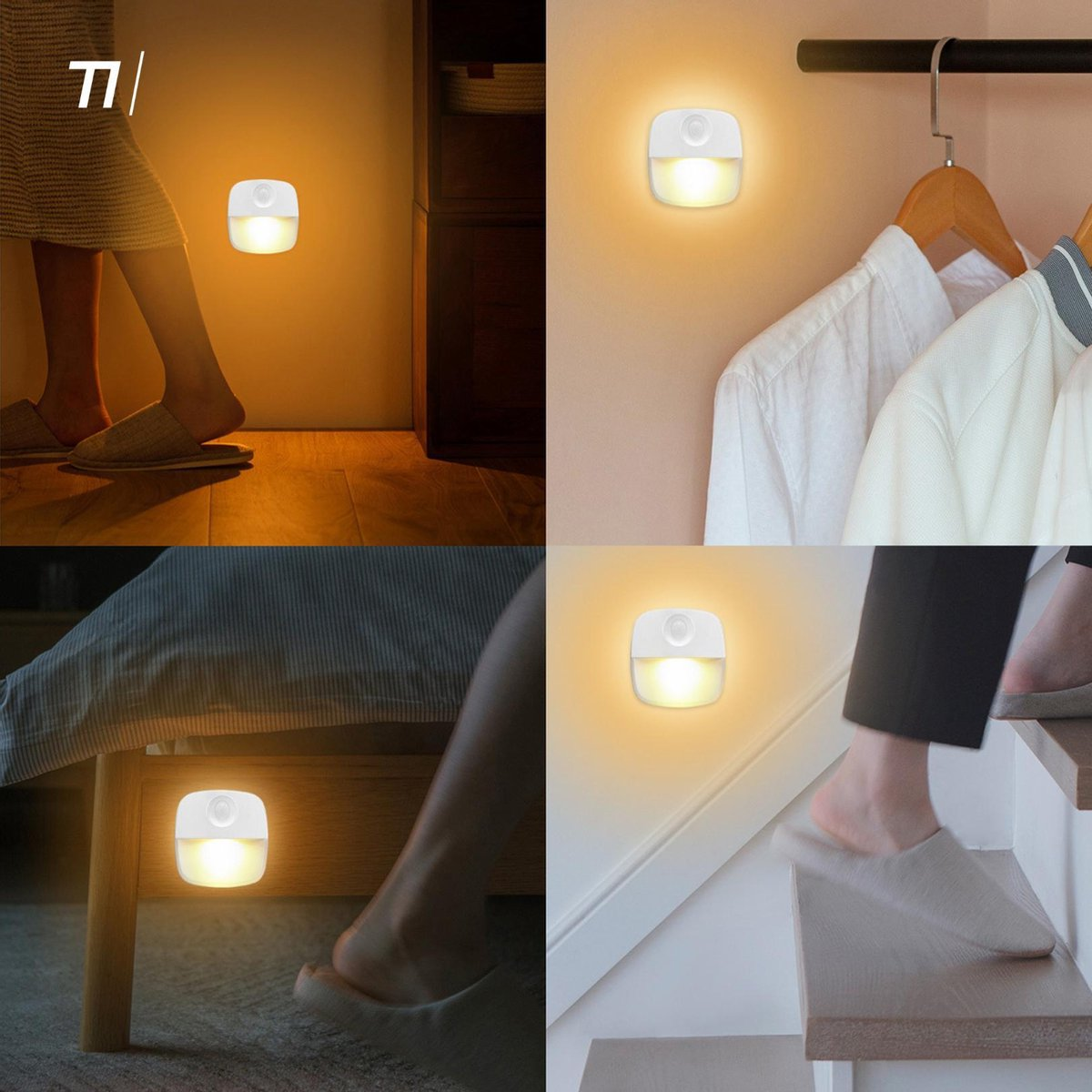 Compacte lampen verlichten donkere hoeken en trappen.