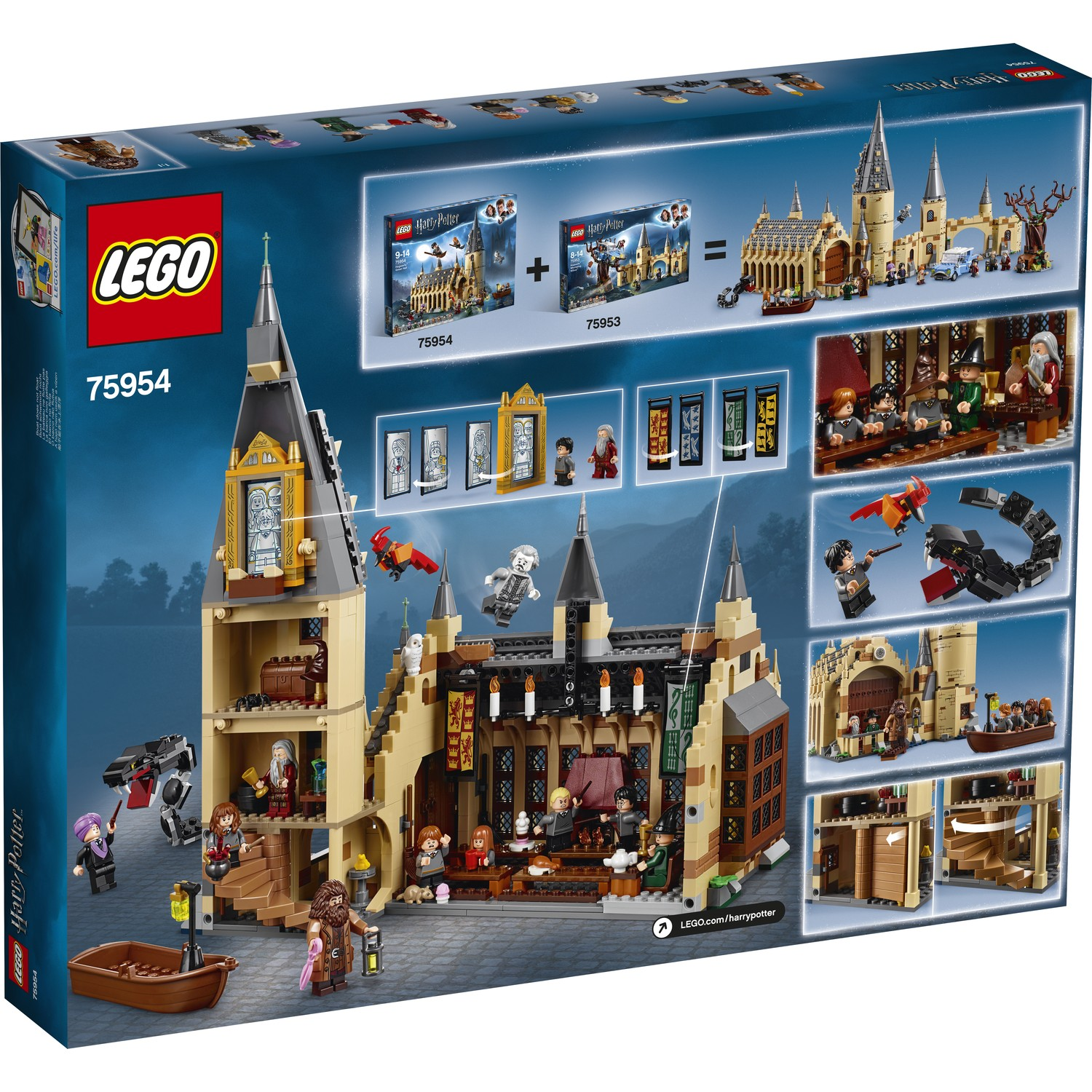 LEGO Harry Potter Schloss Hogwarts mit Figuren, Boot und Zubehör.