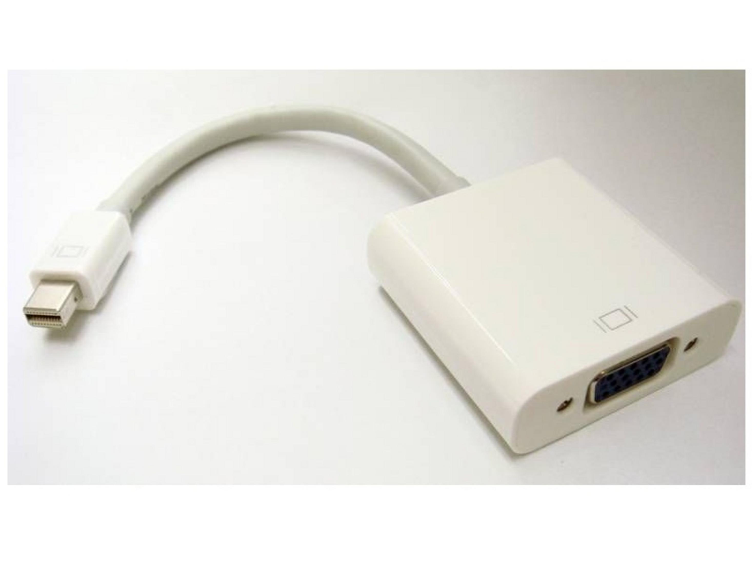 Kablolu beyaz Mini DisplayPort - VGA adaptörü.
