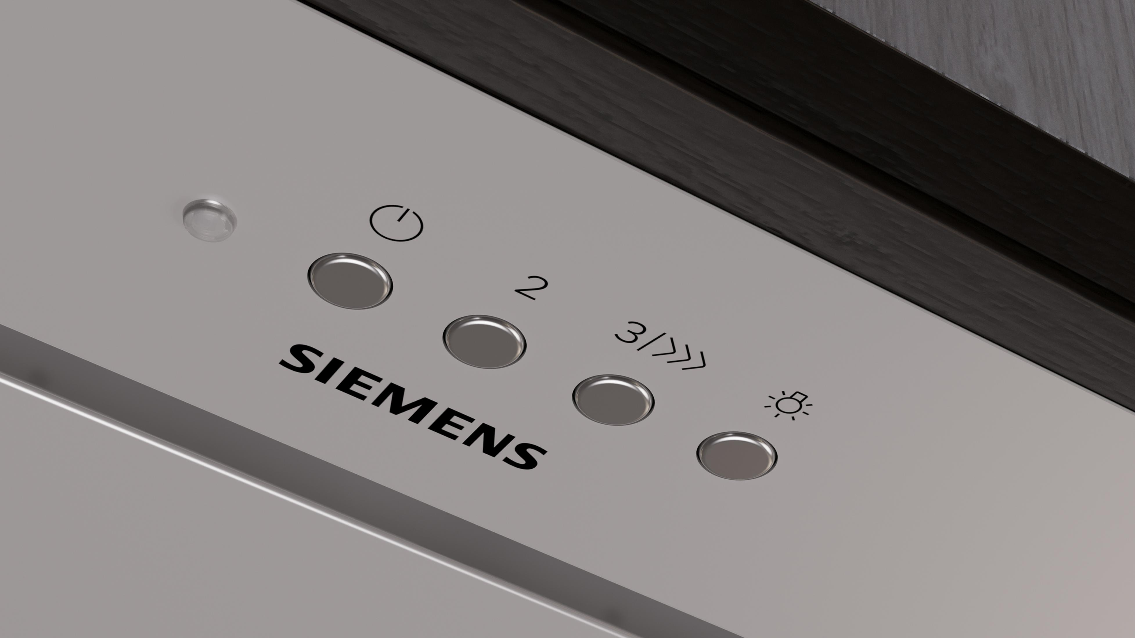 Logo Siemens su pannello argento con icone e pulsanti.