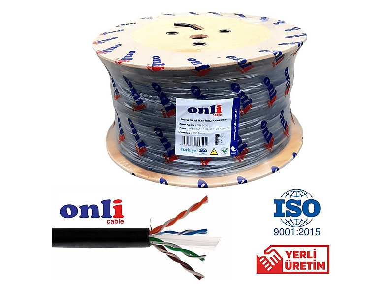 ONLI KABLO 23AWG PE Dış Ortam Cat6  305mt Outdoor Kablo