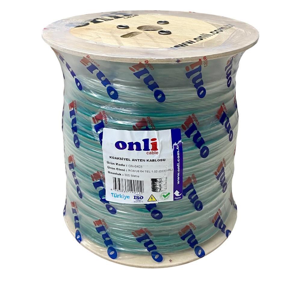 ONLI KABLO RG6U6  300Metre 64Tel Yerli Üretim Anten Kablosu Yeşil