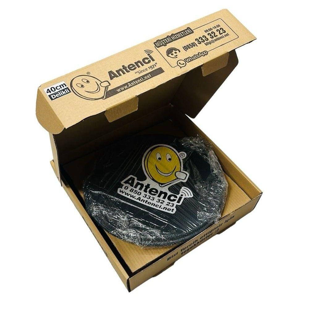 Açık karton kutuda Antenci logolu siyah anten. 40cm.