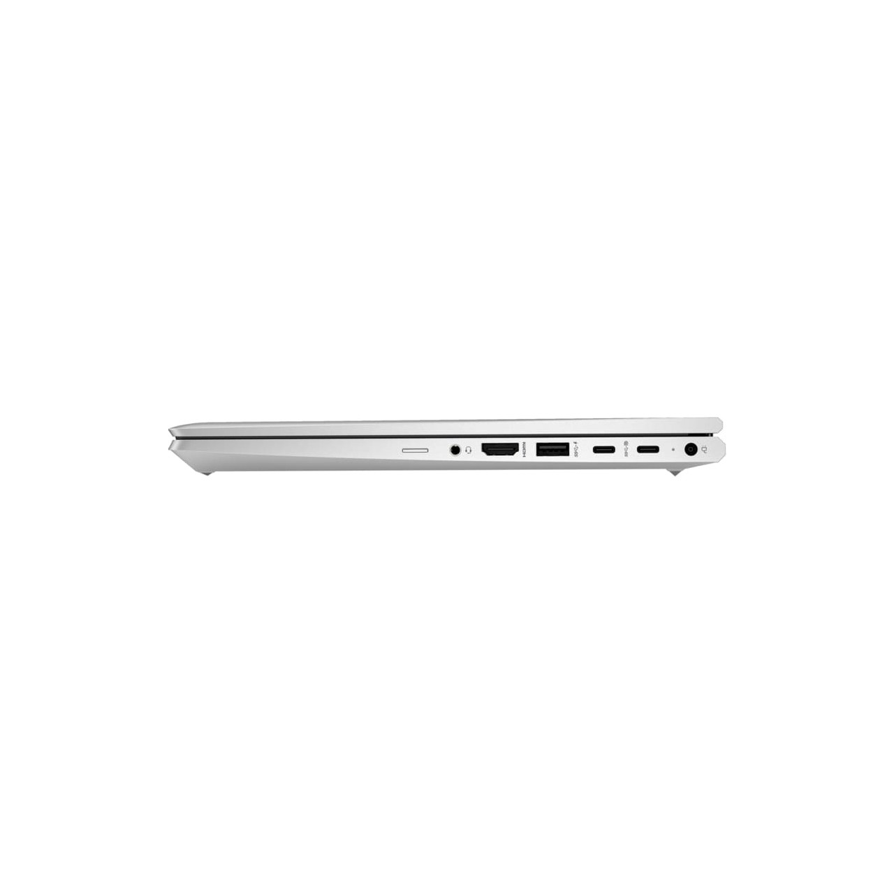 USB, HDMI, USB-C ve SD kart okuyucu bulunan beyaz dizüstü bilgisayarın yan tarafı.