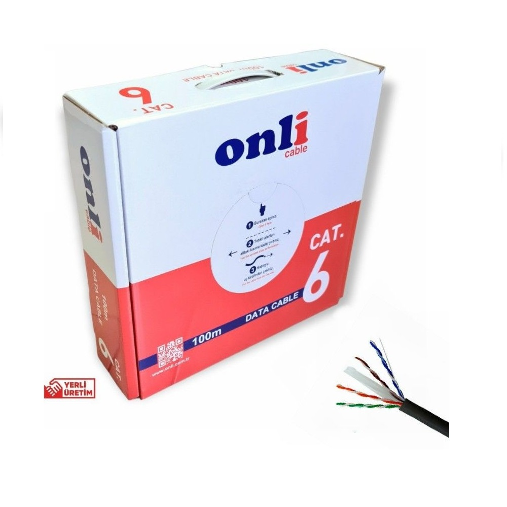 ONLI KABLO 23AWG UTP CAT6  Dış Ortam 100Mt Yerli Üretim Network Kablosu