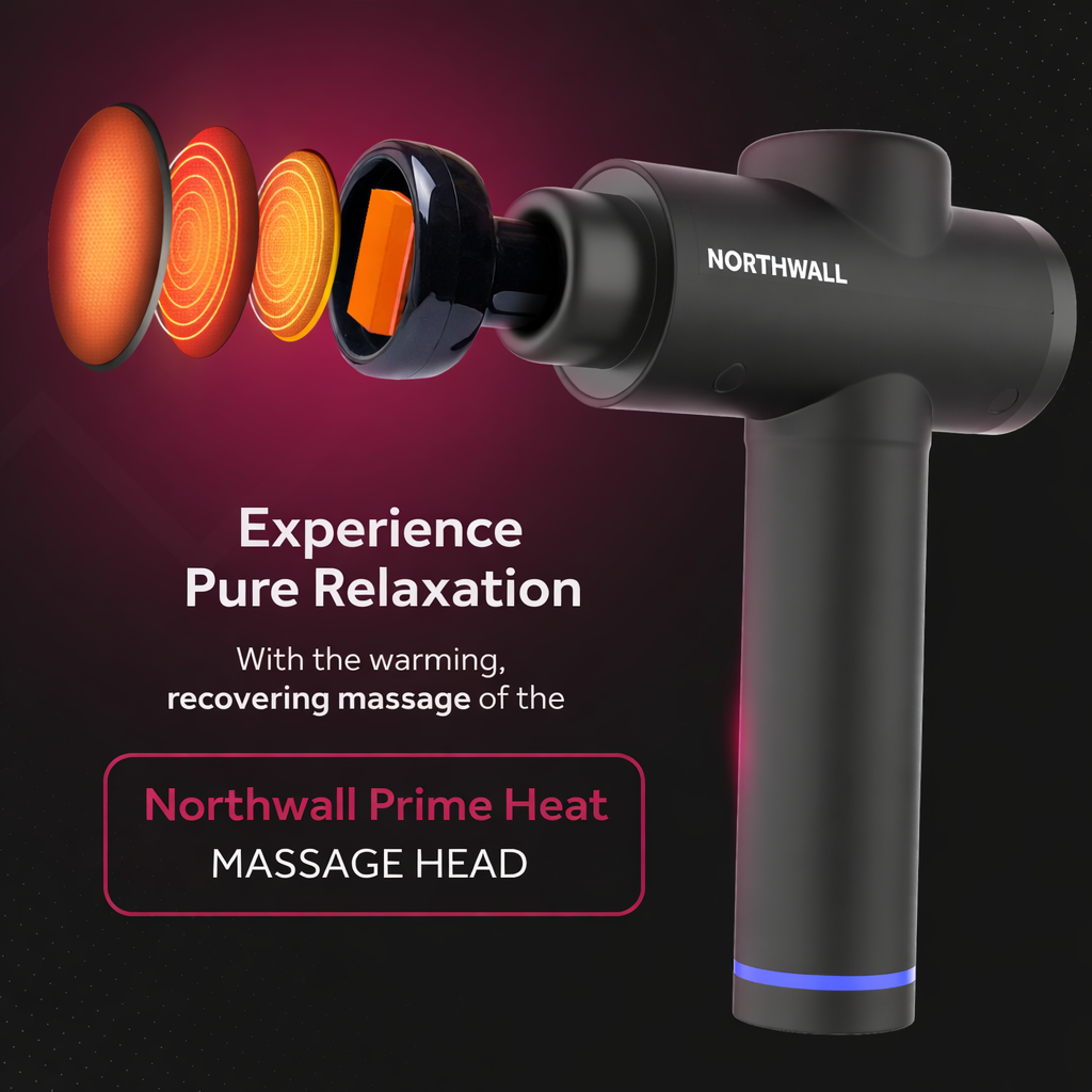 Ein schwarzes Massagegerät mit ausklappbaren Heizelementen.