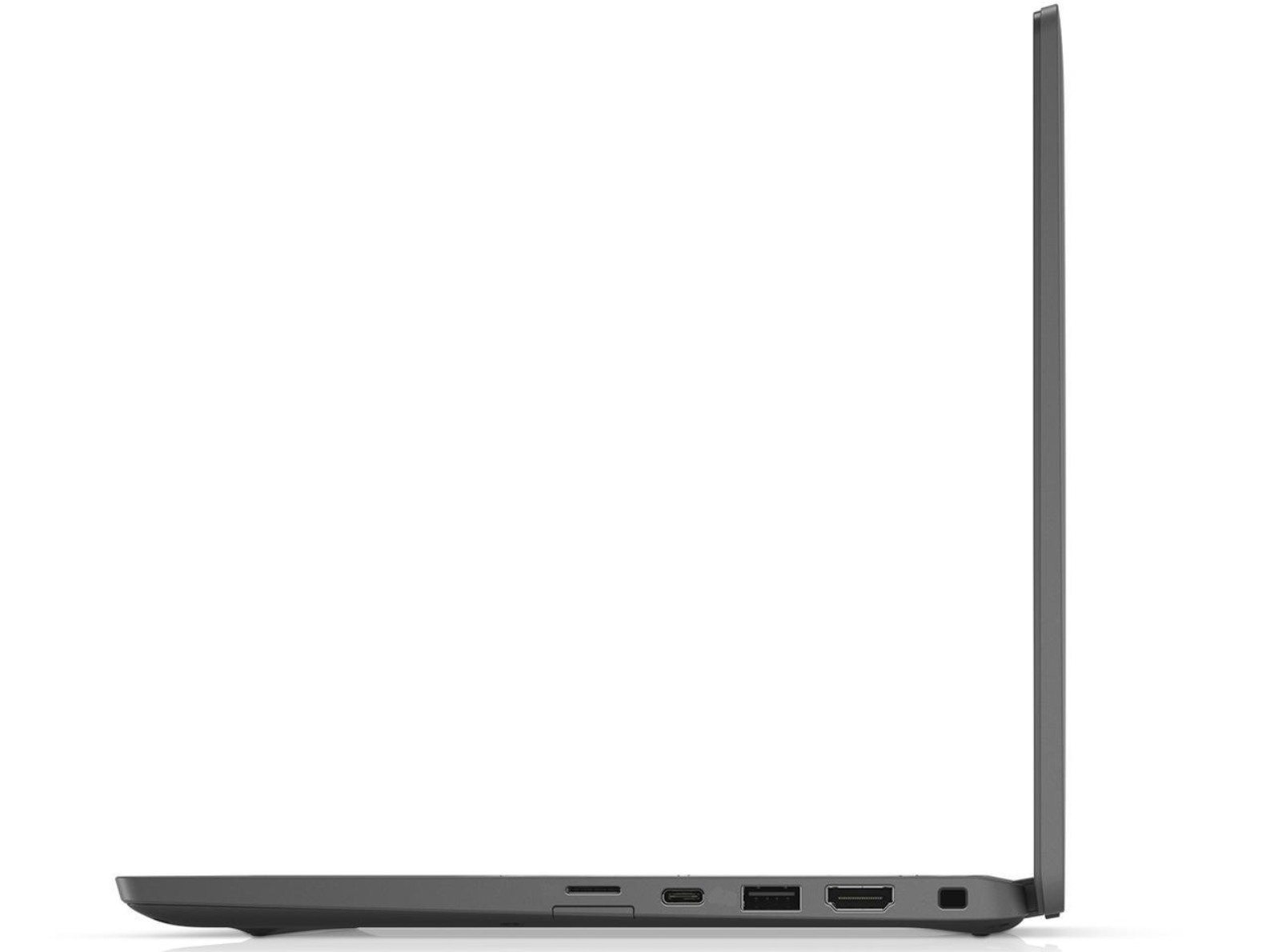 Graues Laptop-Profil mit Anschlüssen: USB-C, USB-A und HDMI.