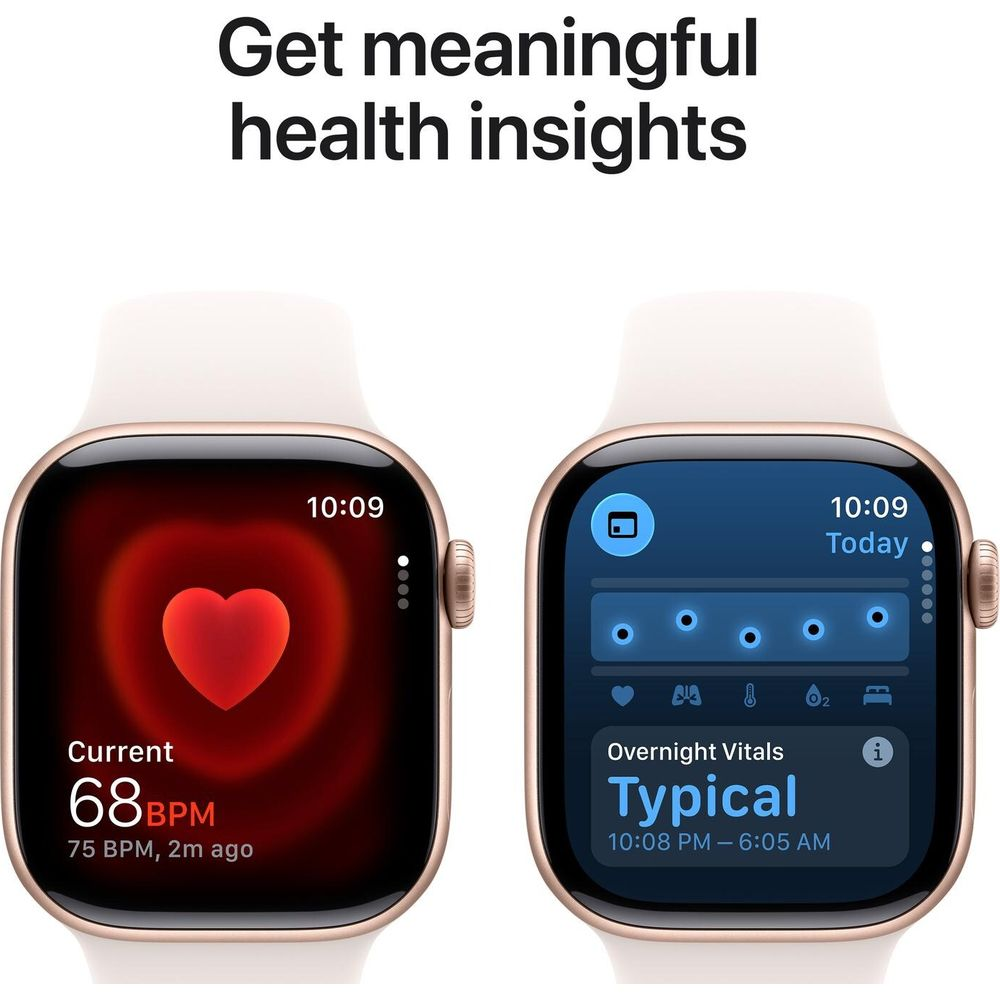 Dwa smartwatche wyświetlają dane zdrowotne: tętno i sen.