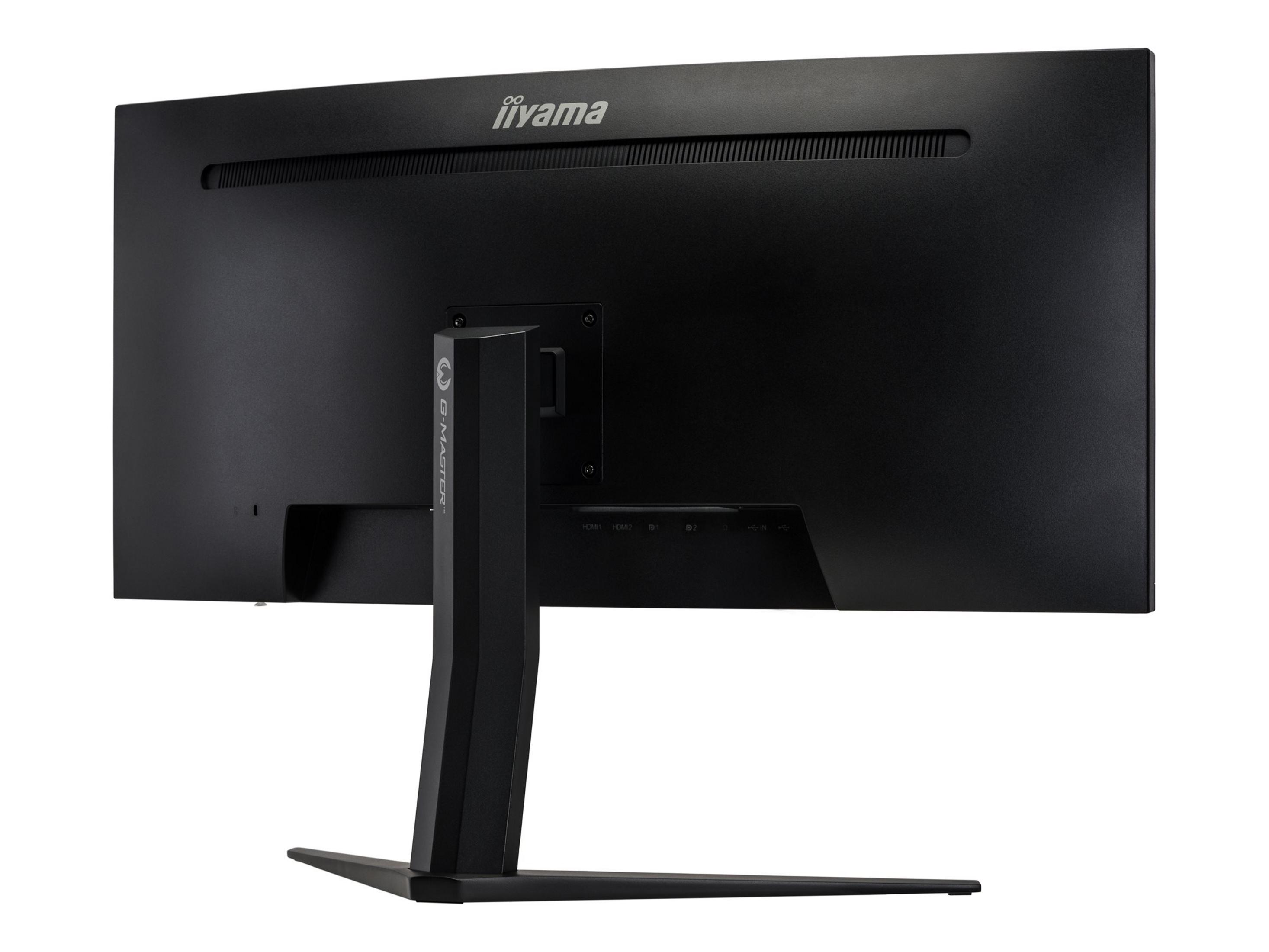 Rückseite eines schwarzen Monitors mit Iiyama-Logo und „G-Master“-Schriftzug.