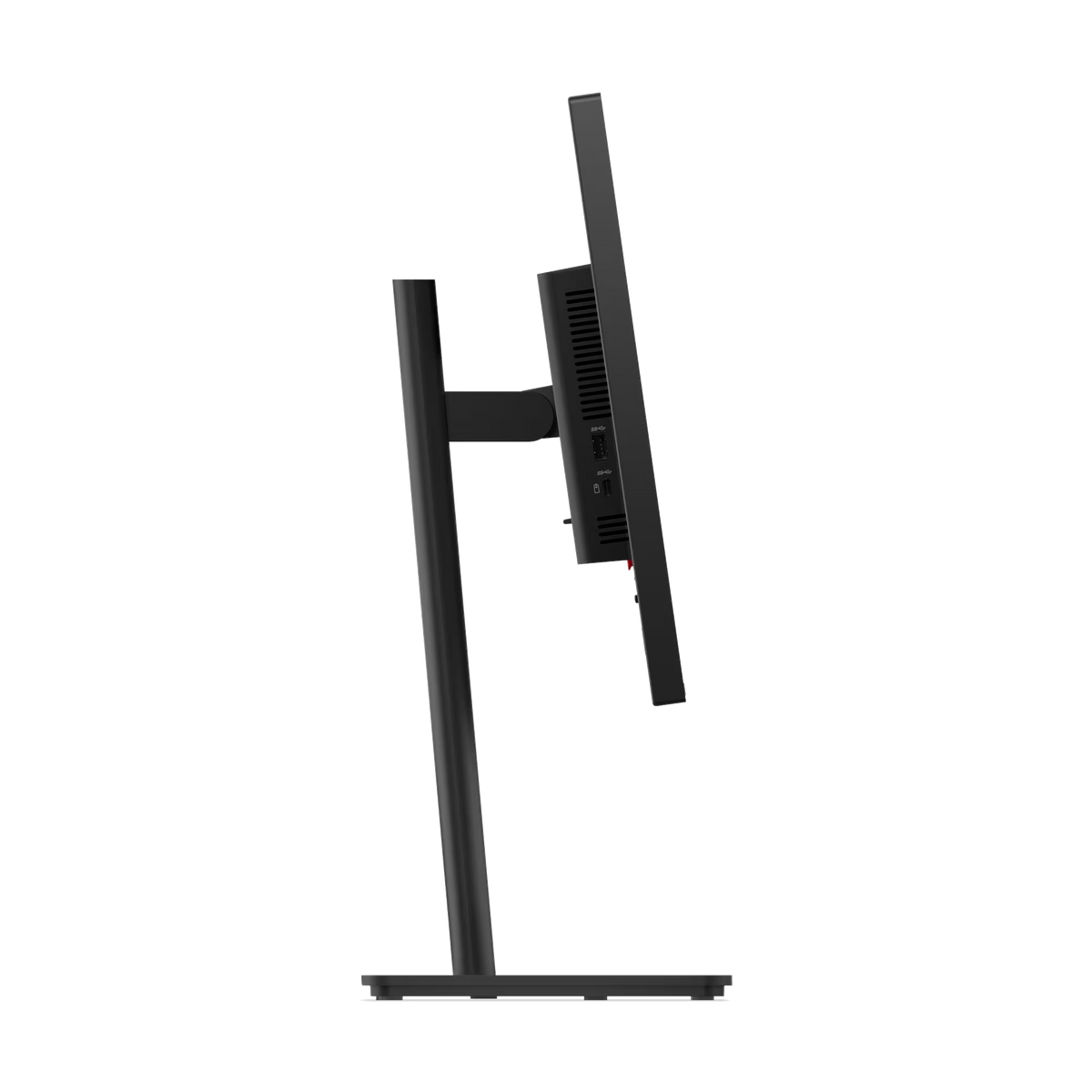 Czarny monitor na stojaku, pokazany z profilu. Widoczne porty.