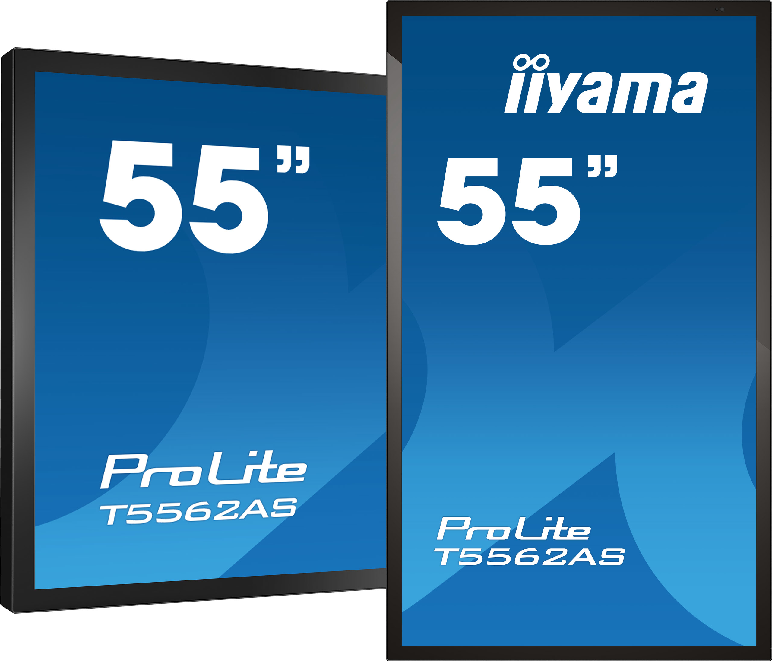 Due monitor da 55 pollici con logo Iiyama e testo ProLite T5562AS.
