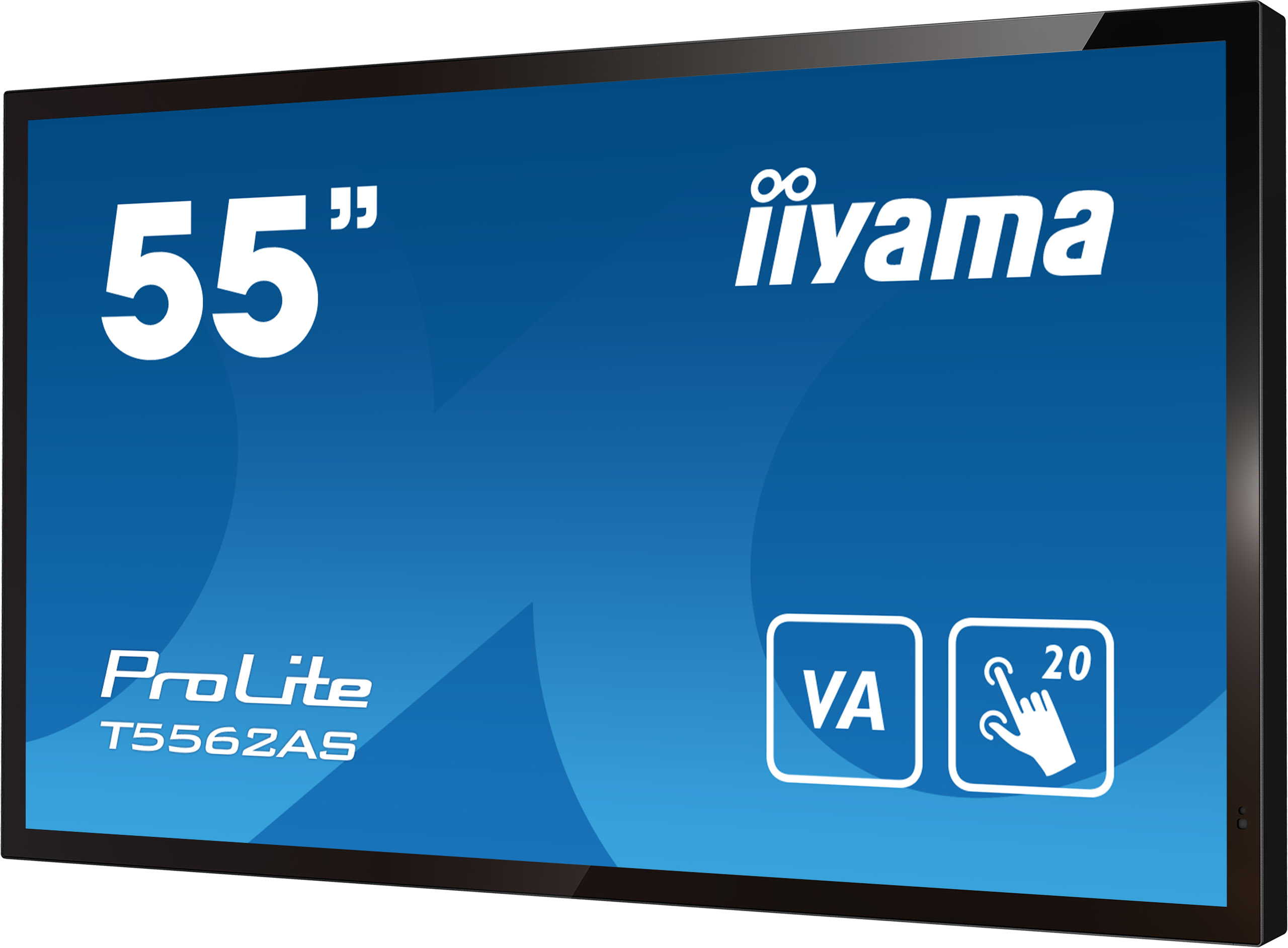 Display touchscreen da 55 pollici con logo Iiyama e dettagli prodotto.