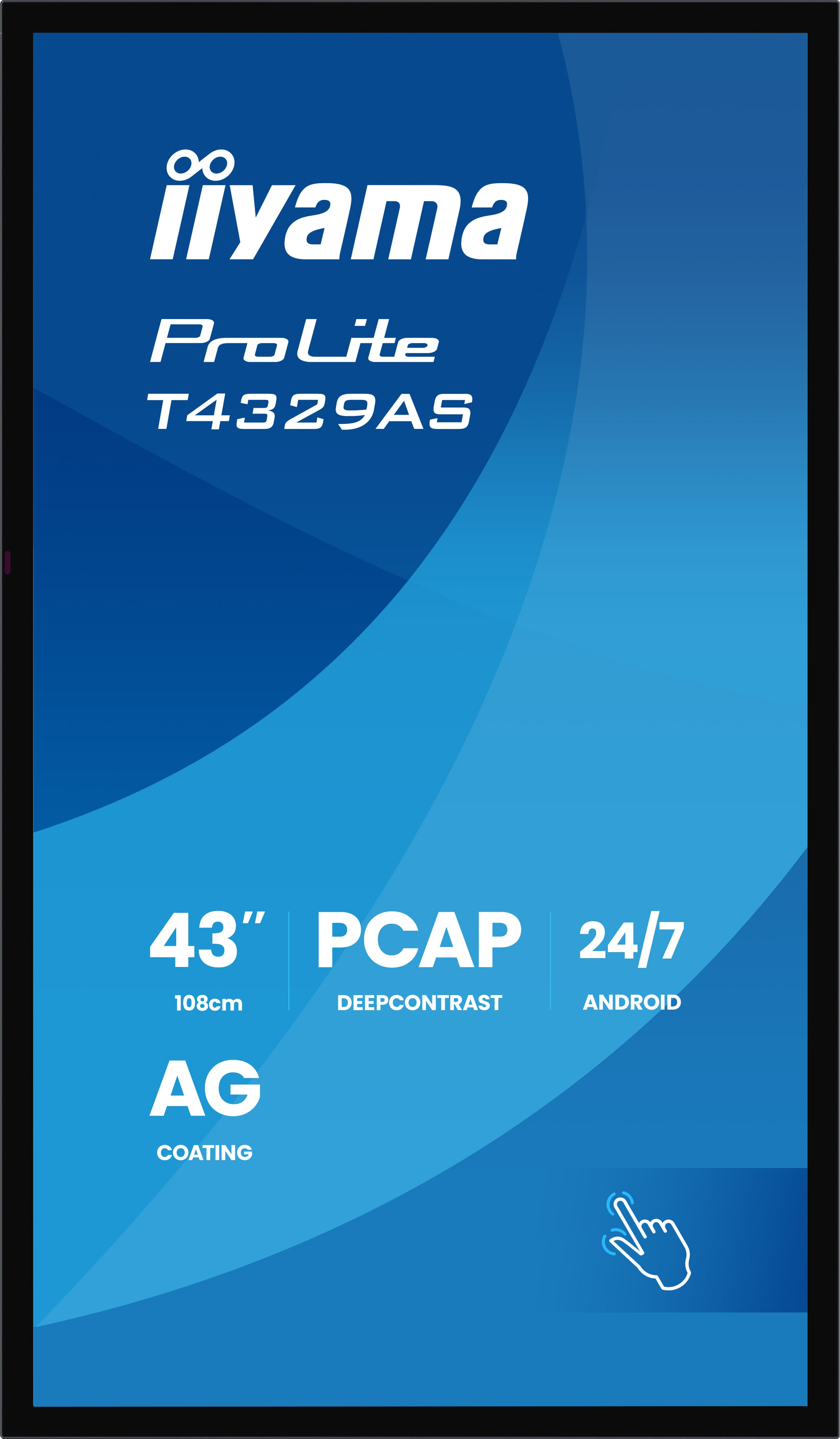 Monitor Iiyama ProLite T4329AS. 43-calowy PCAP, 24/7, Android, powłoka AG.