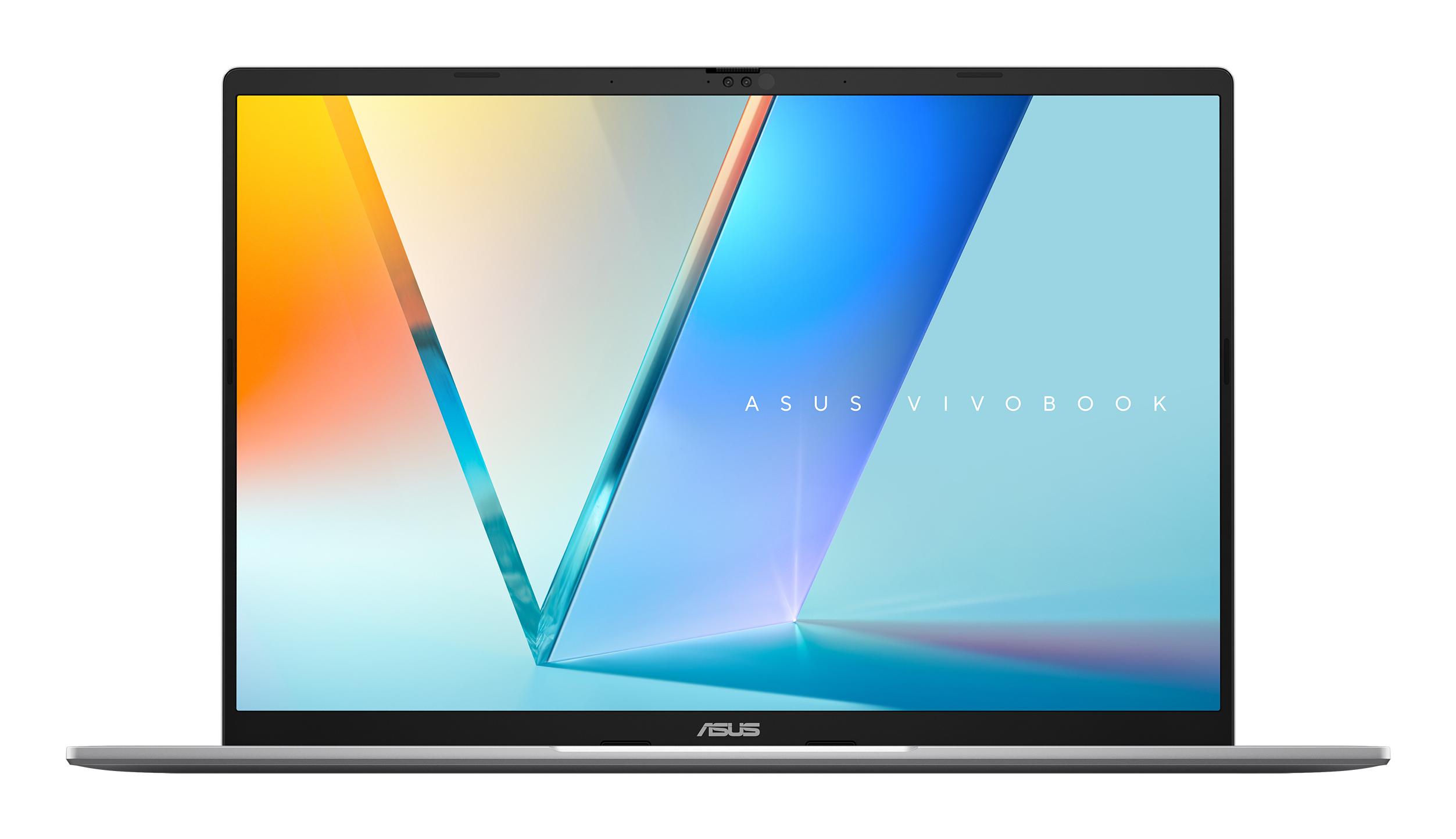 Un laptop aperto con testo ASUS VIVOBOK sullo schermo.