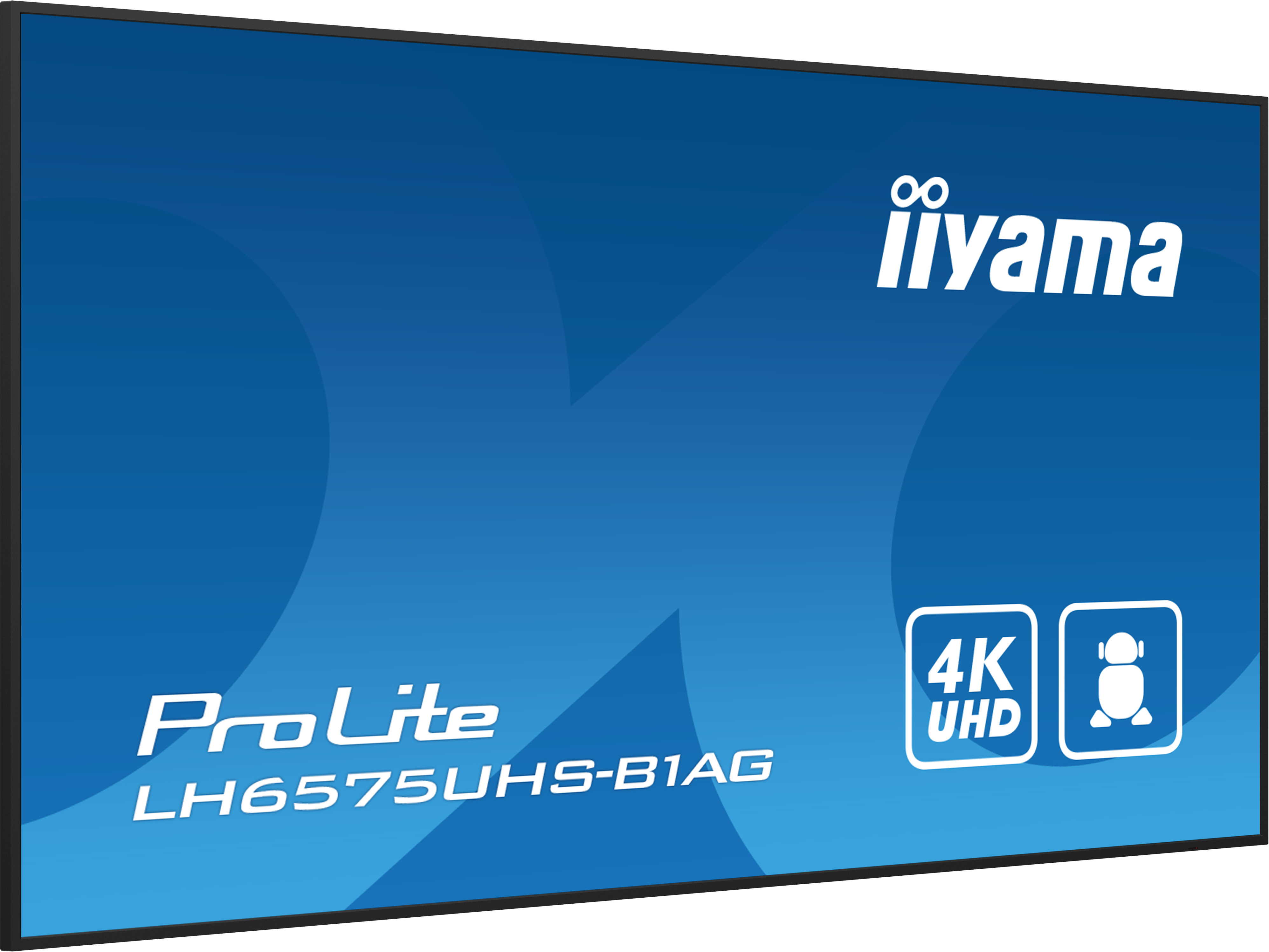 Monitor Iiyama ProLite LH6575UHS-B1AG con 4K UHD e icona robot.