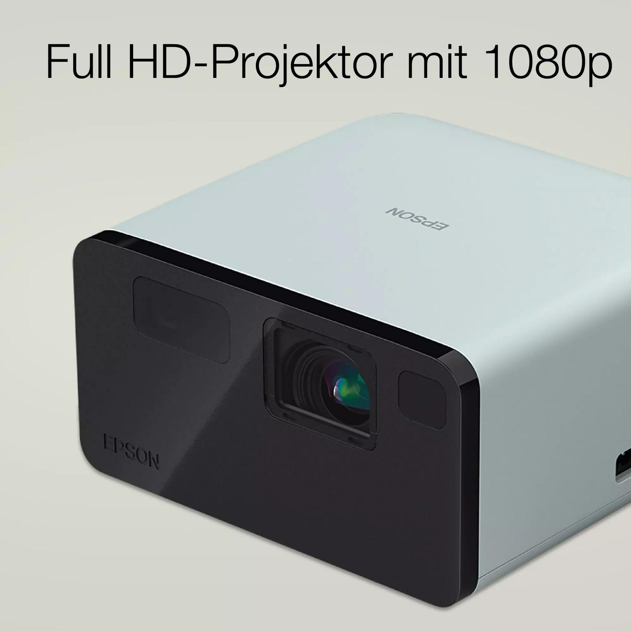 Biały projektor Epson Full HD 1080p z czarnym panelem przednim.
