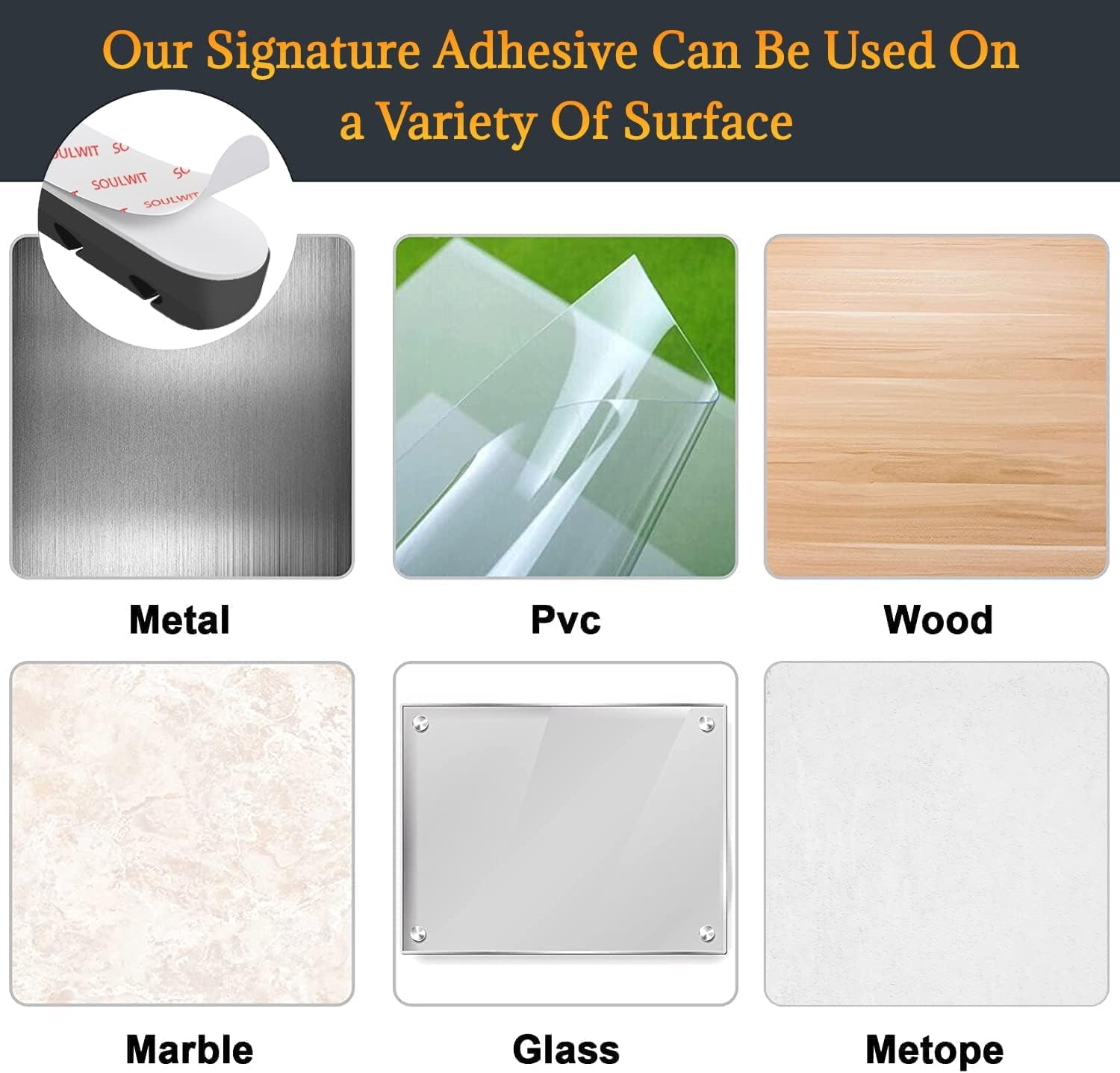 Klej pokazany na powierzchniach metalowych, PCV, drewnianych, marmurowych, szklanych i metopowych.