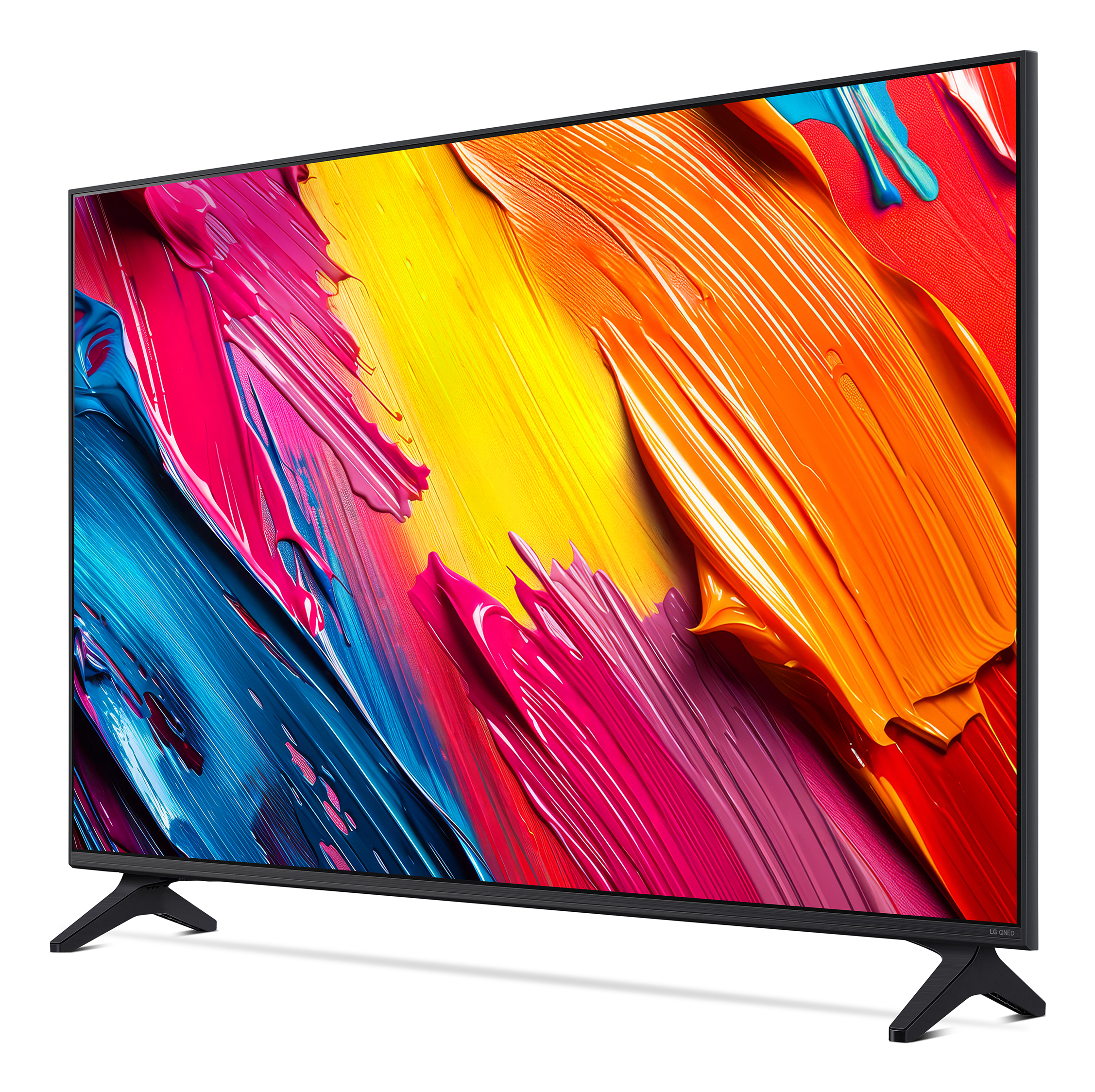 Nowoczesny telewizor wyświetlający żywy, abstrakcyjny wygaszacz ekranu.