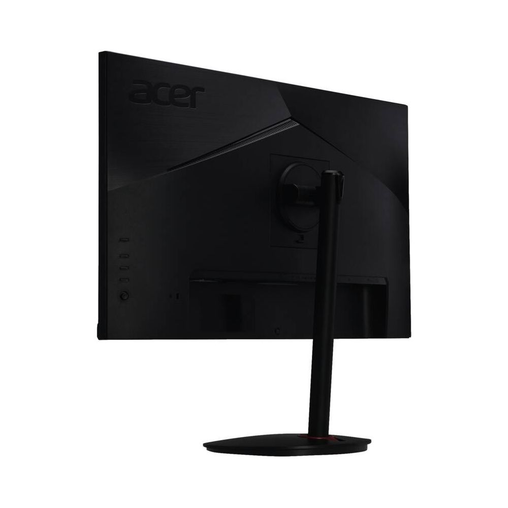 Tył czarnego monitora Acer na stojaku, widoczne porty.