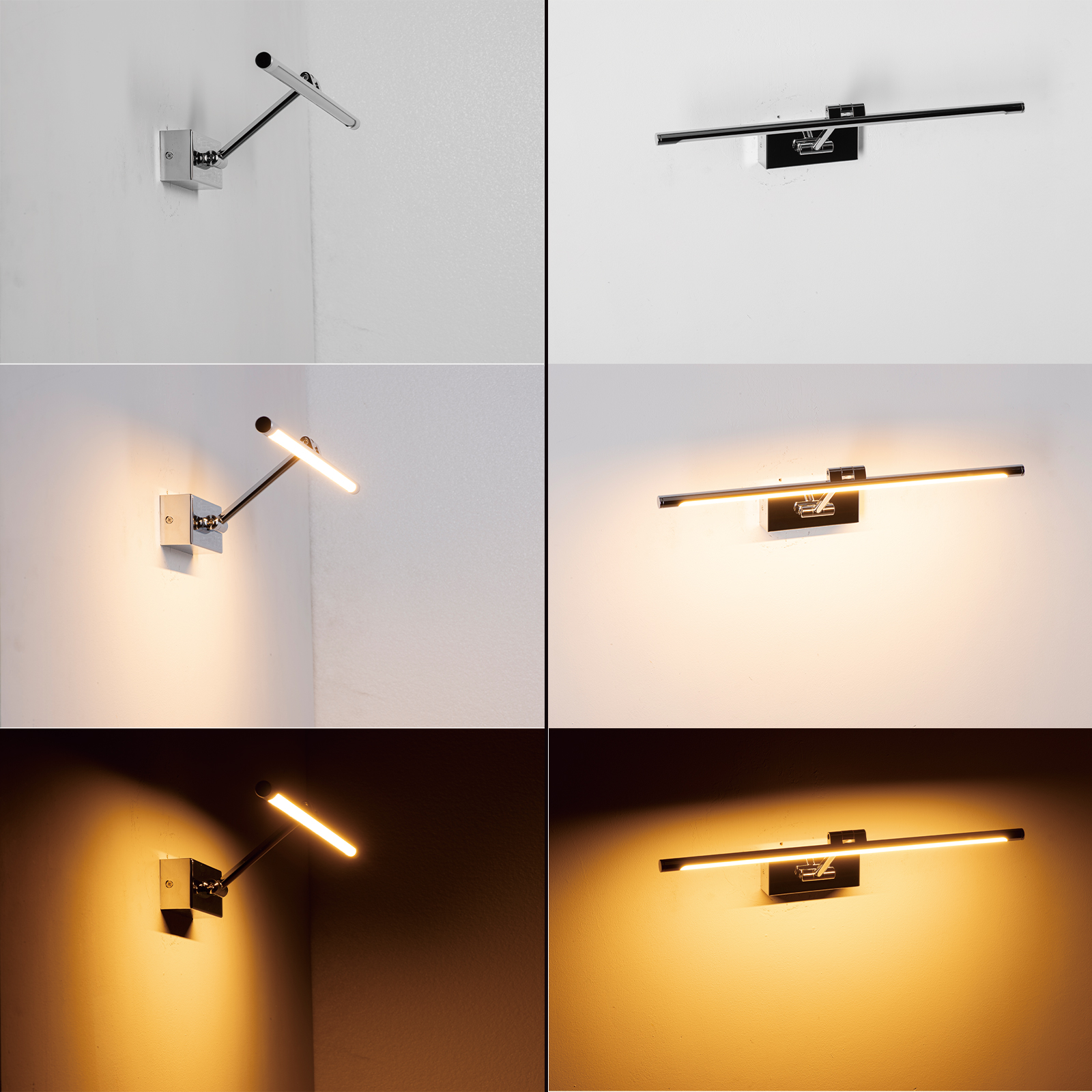Una lámpara de pared moderna con dos brazos que emiten luz hacia abajo.
