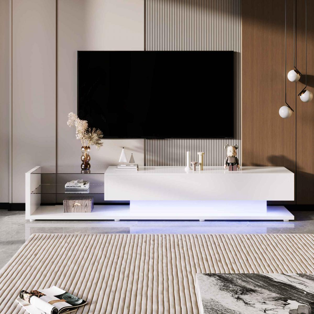 FLYSTAR TV-Schrank Hochglanz LED Glas 170 cm TV-Lowboard