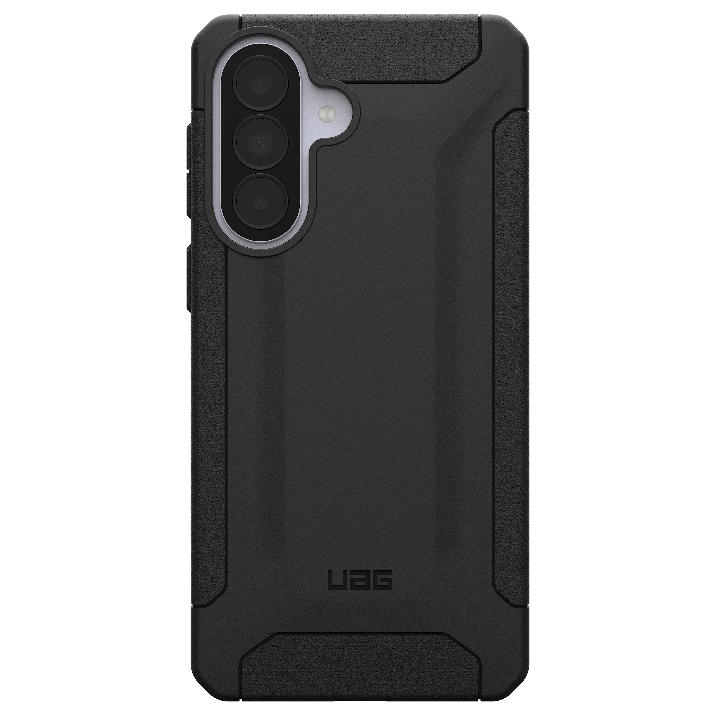 Schwarze Handyhülle mit dreifacher Kamera und UAG-Logo.