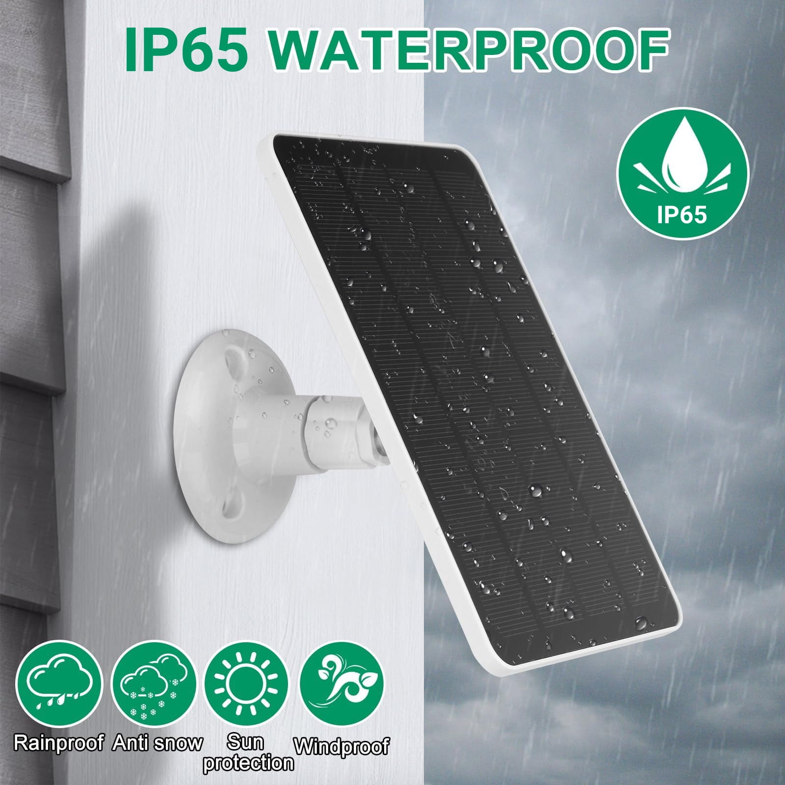 Solarpanel mit IP65-Schutz vor Regen, Schnee und Sonne.