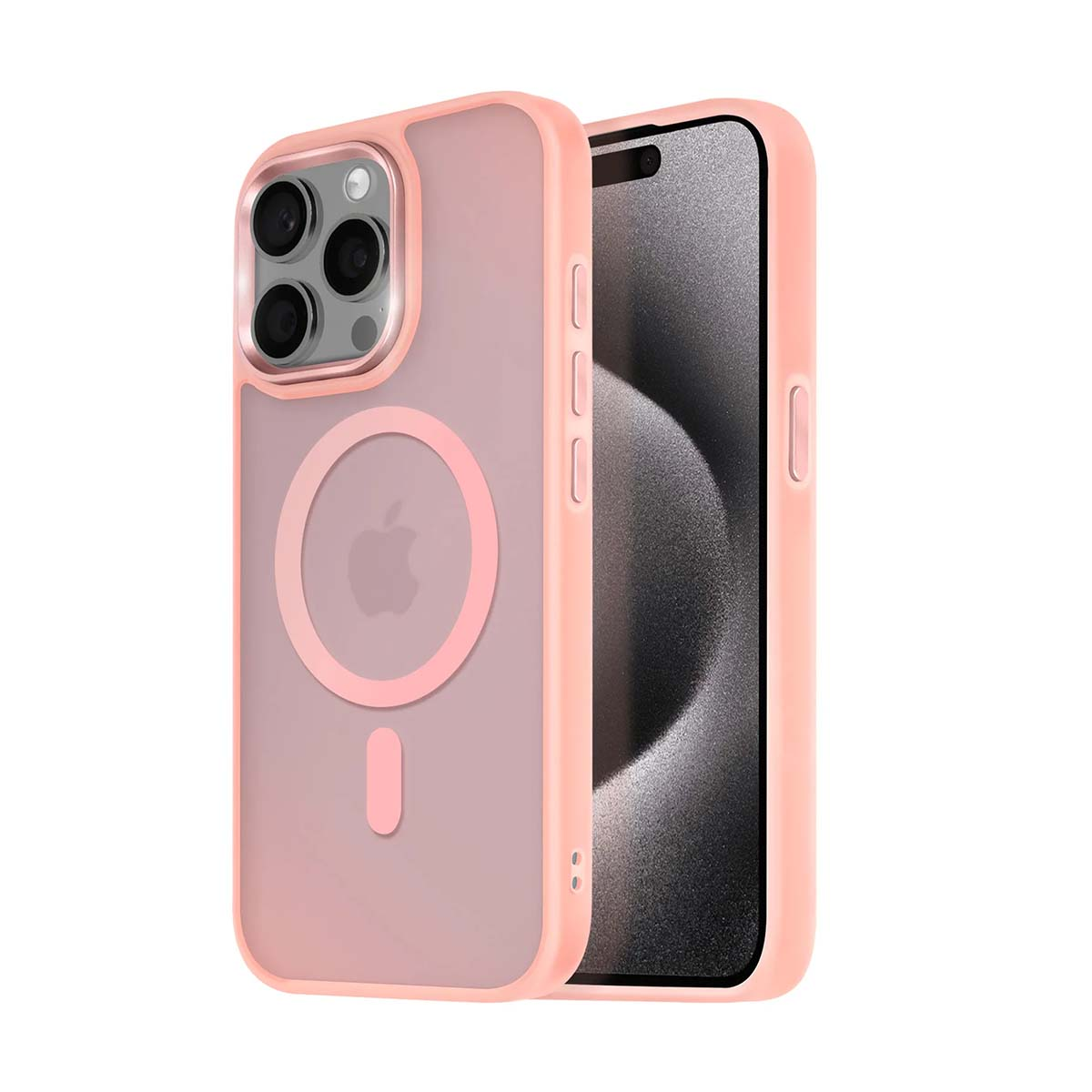 Ein rosa iPhone-Hülle mit MagSafe-Ring und Kamerabereich.