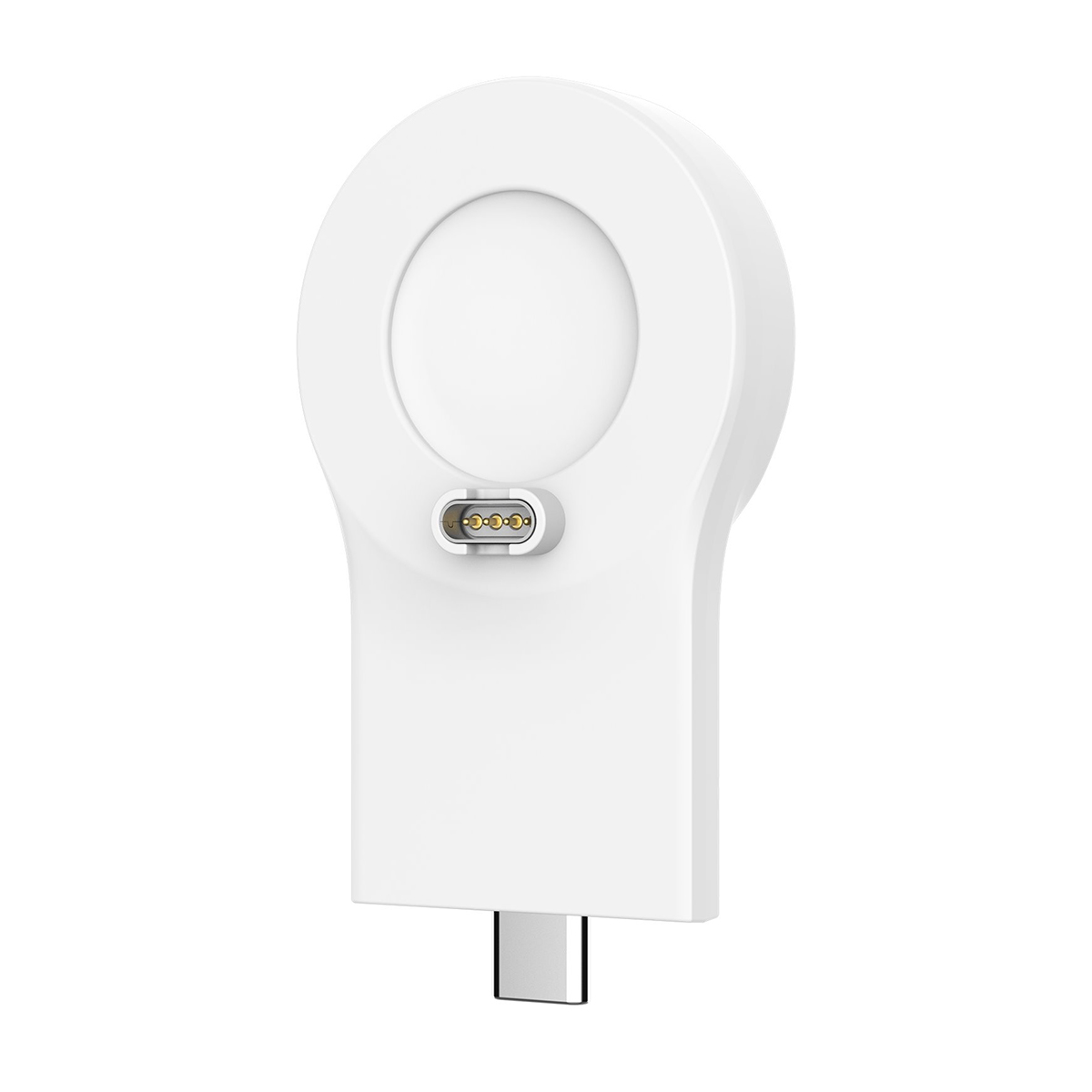Cavo di ricarica bianco con connettore magnetico e spina USB-C.