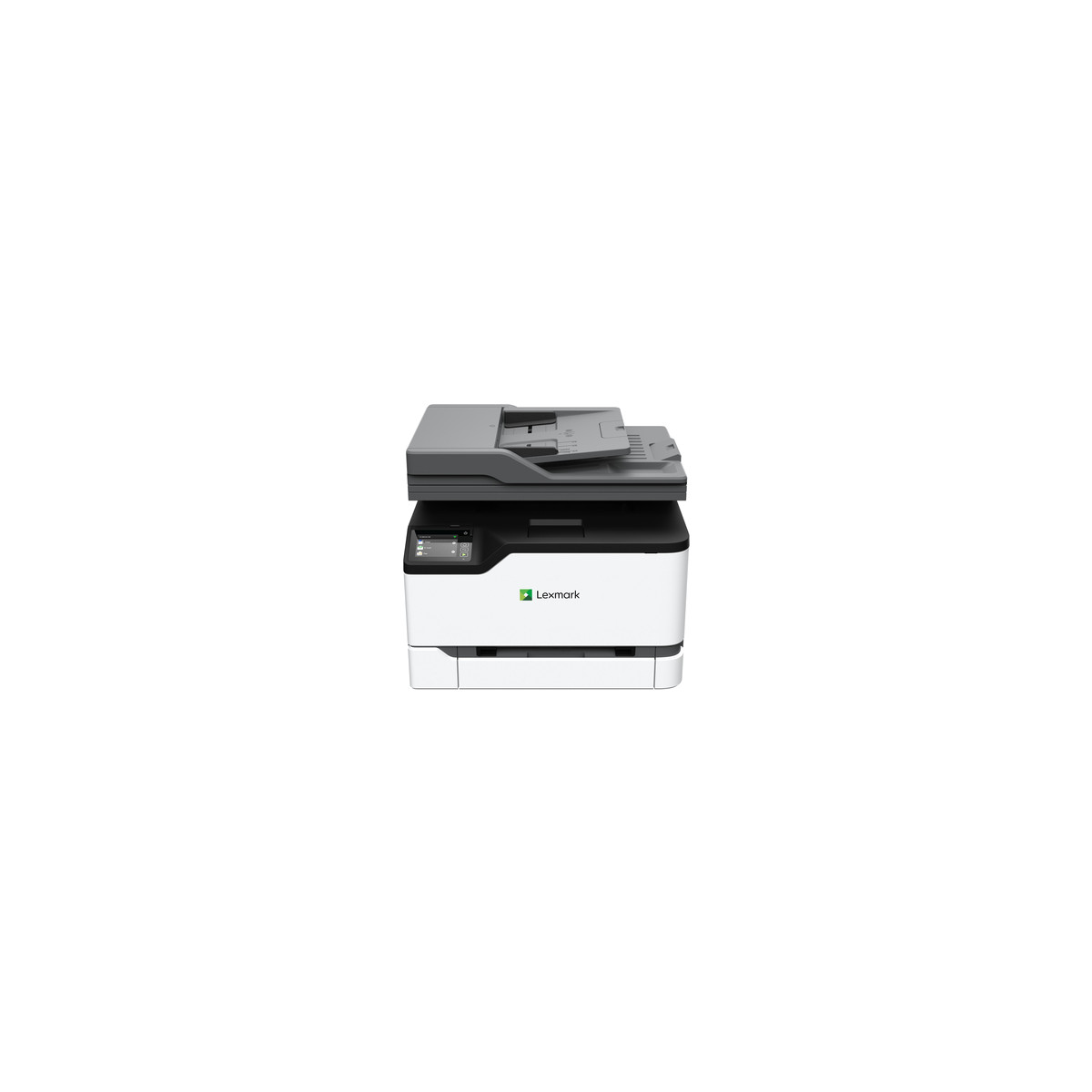 Una stampante multifunzione Lexmark su sfondo bianco.