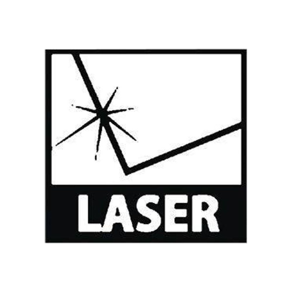 Schwarz-weiße Grafik mit Stern und dem Wort LASER