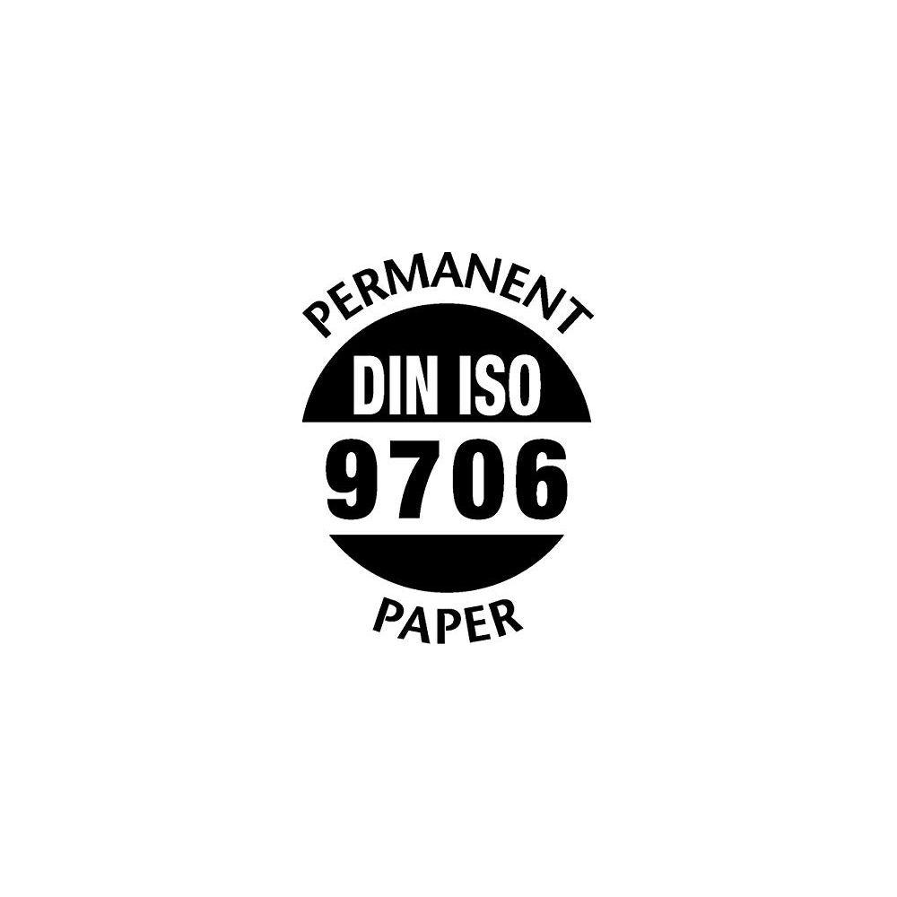 Logo: PERMANENT DIN ISO 9706 PAPER in Schwarz auf Weiß.