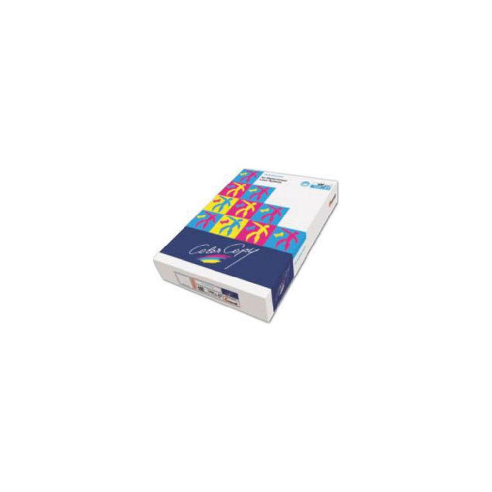Eine Packung Papier mit bunten stilisierten Figuren und dem Schriftzug 'Color Copy'.
