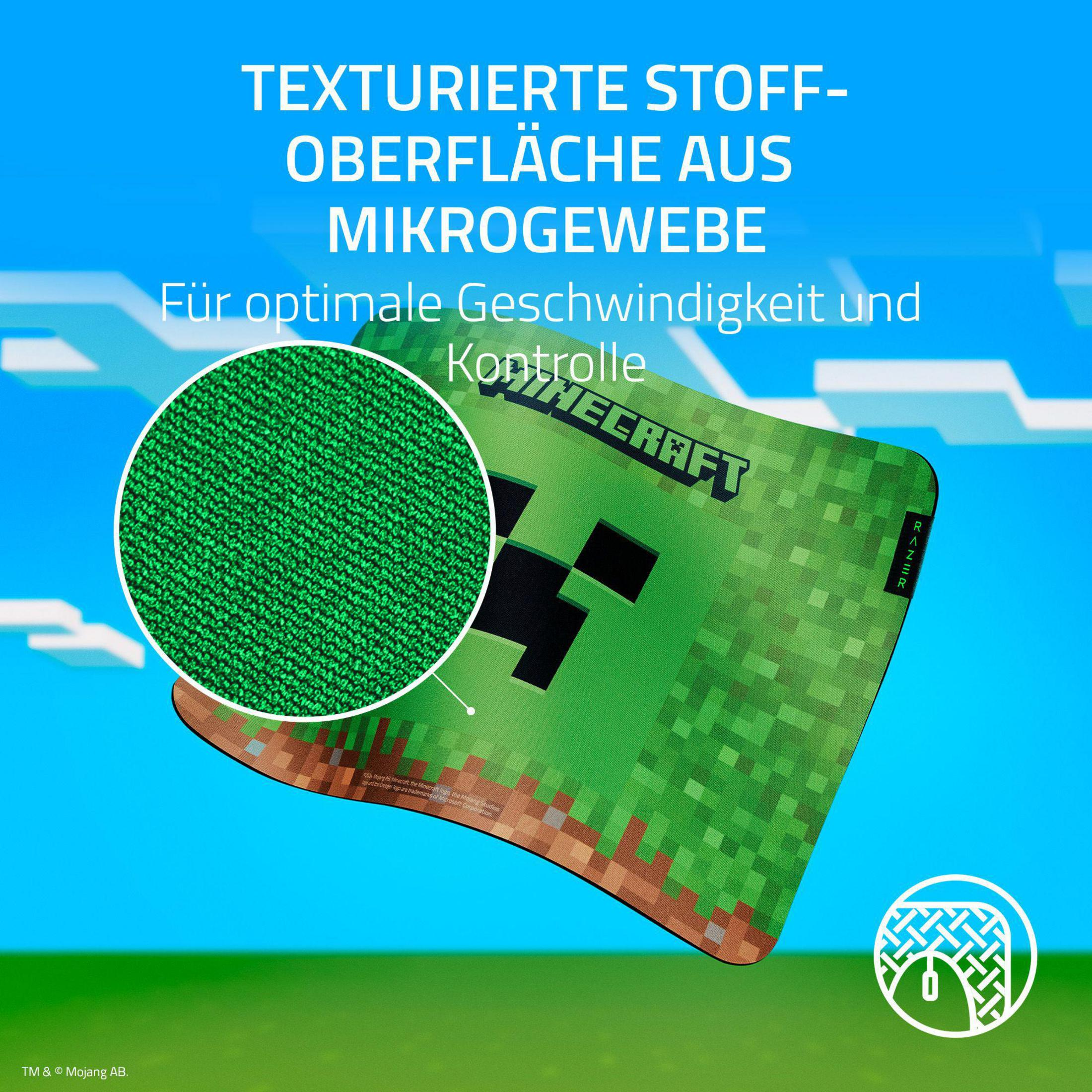 Alfombrilla de ratón verde de Minecraft con detalle de textura.