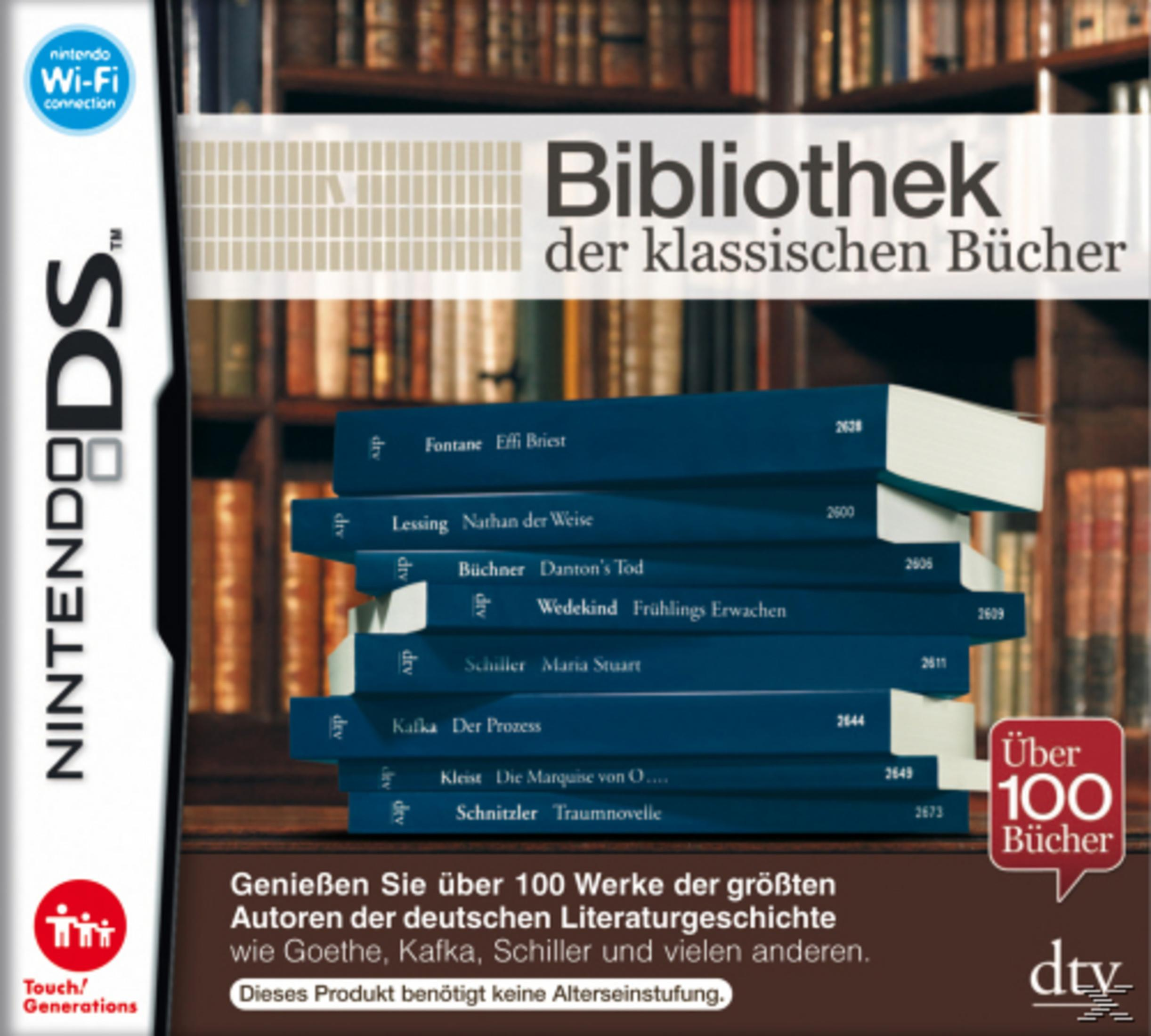 Nintendo DS Spiel "Bibliothek der klassischen Bücher" mit Buchrücken-Design.