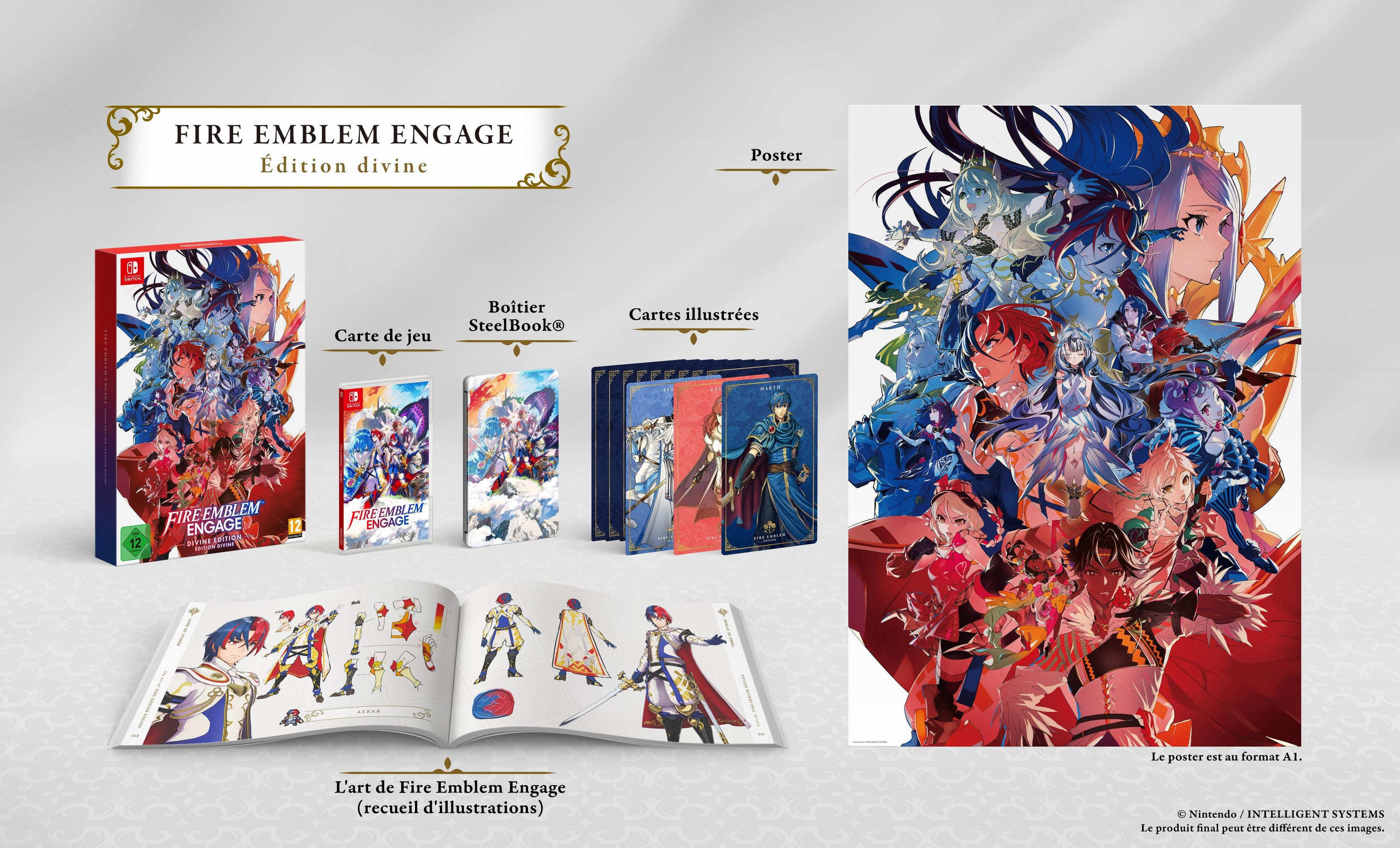 Fire Emblem Engage Divine Edition mit Spiel, Steelbook, Karten, Artbook und Poster.
