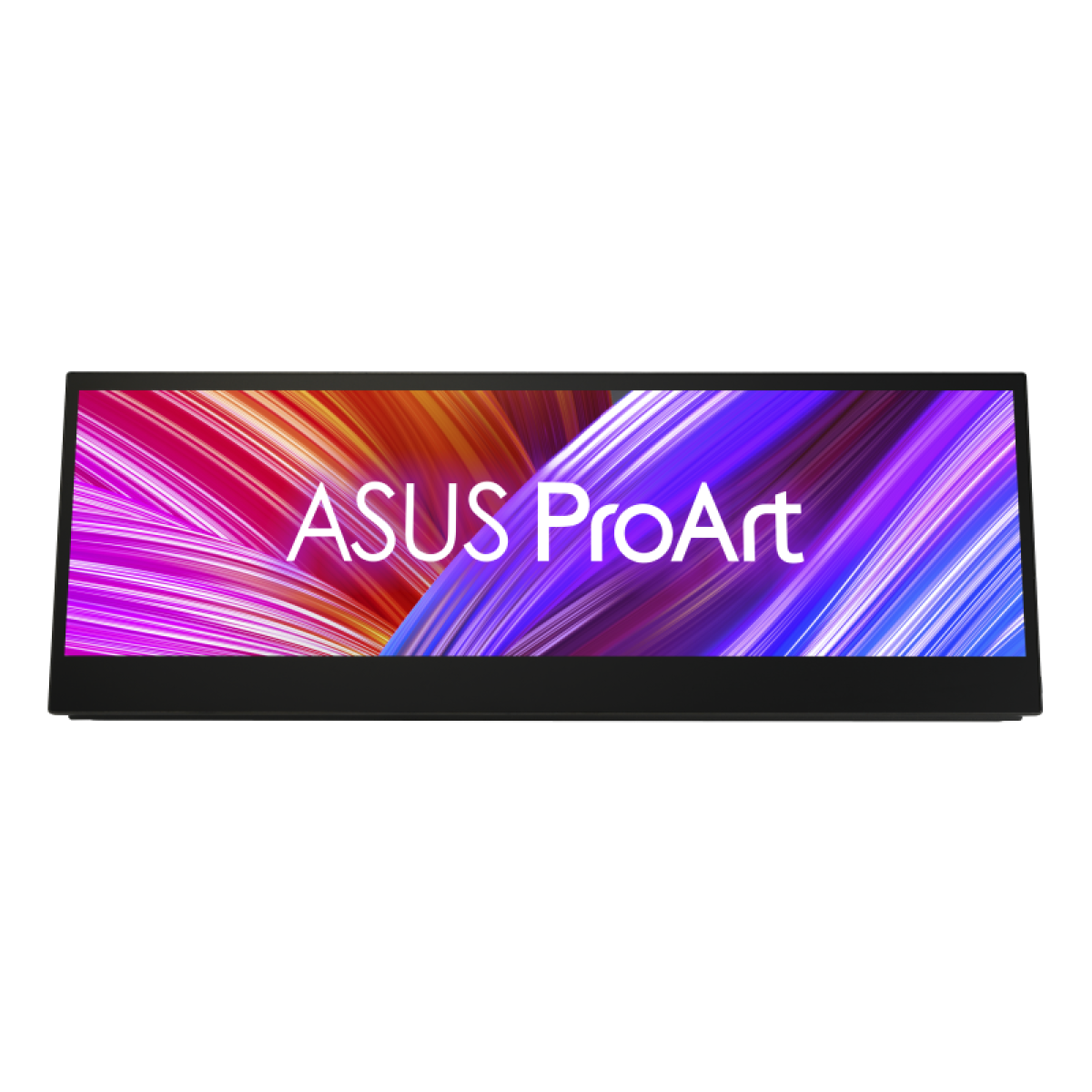 Moniteur noir avec lignes abstraites colorées et logo ASUS ProArt.